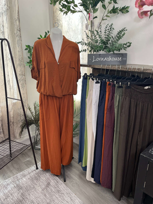 Olive Elasticated Waist Wide Leg Palazzo Trouser