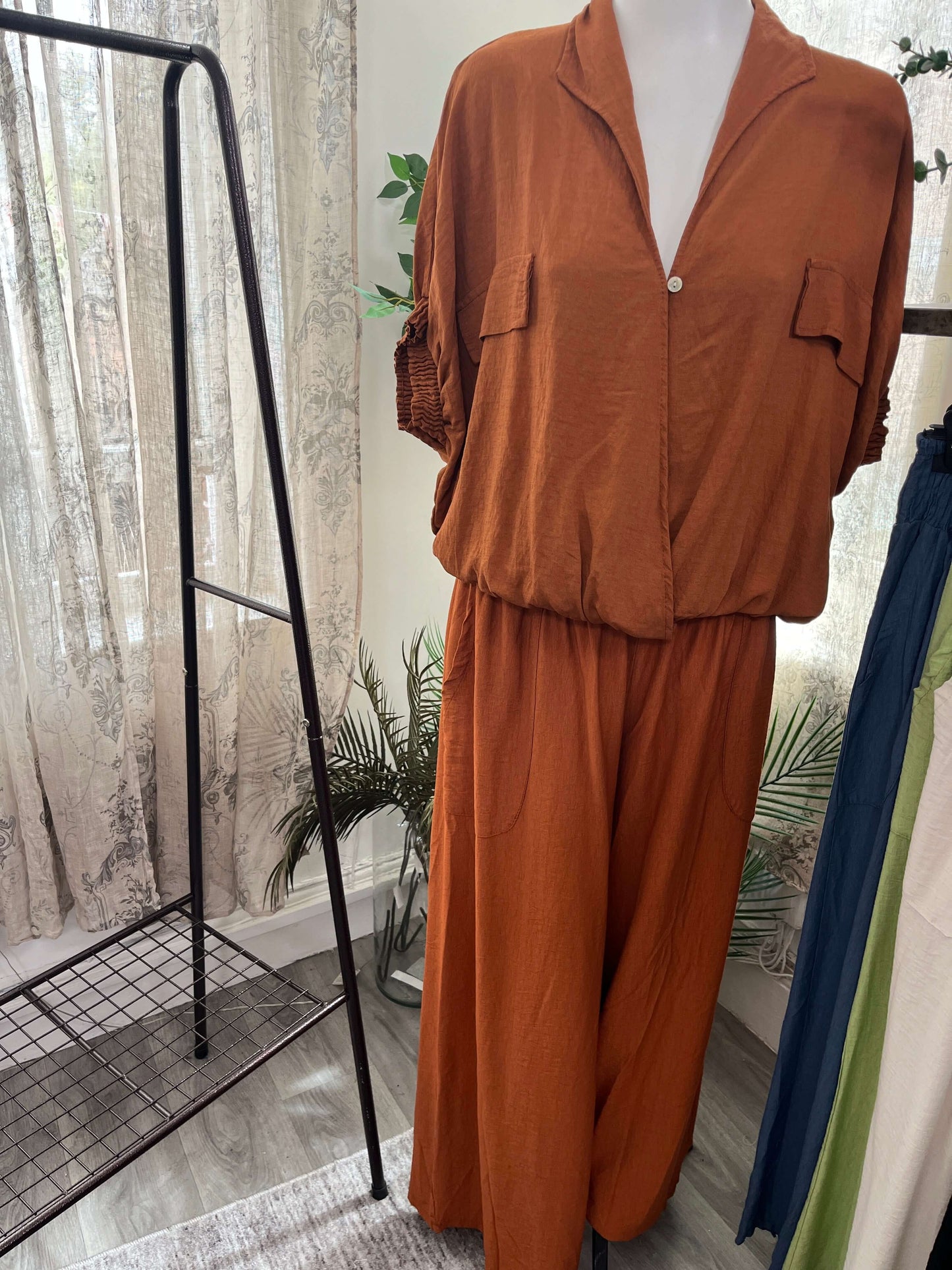 Olive Elasticated Waist Wide Leg Palazzo Trouser