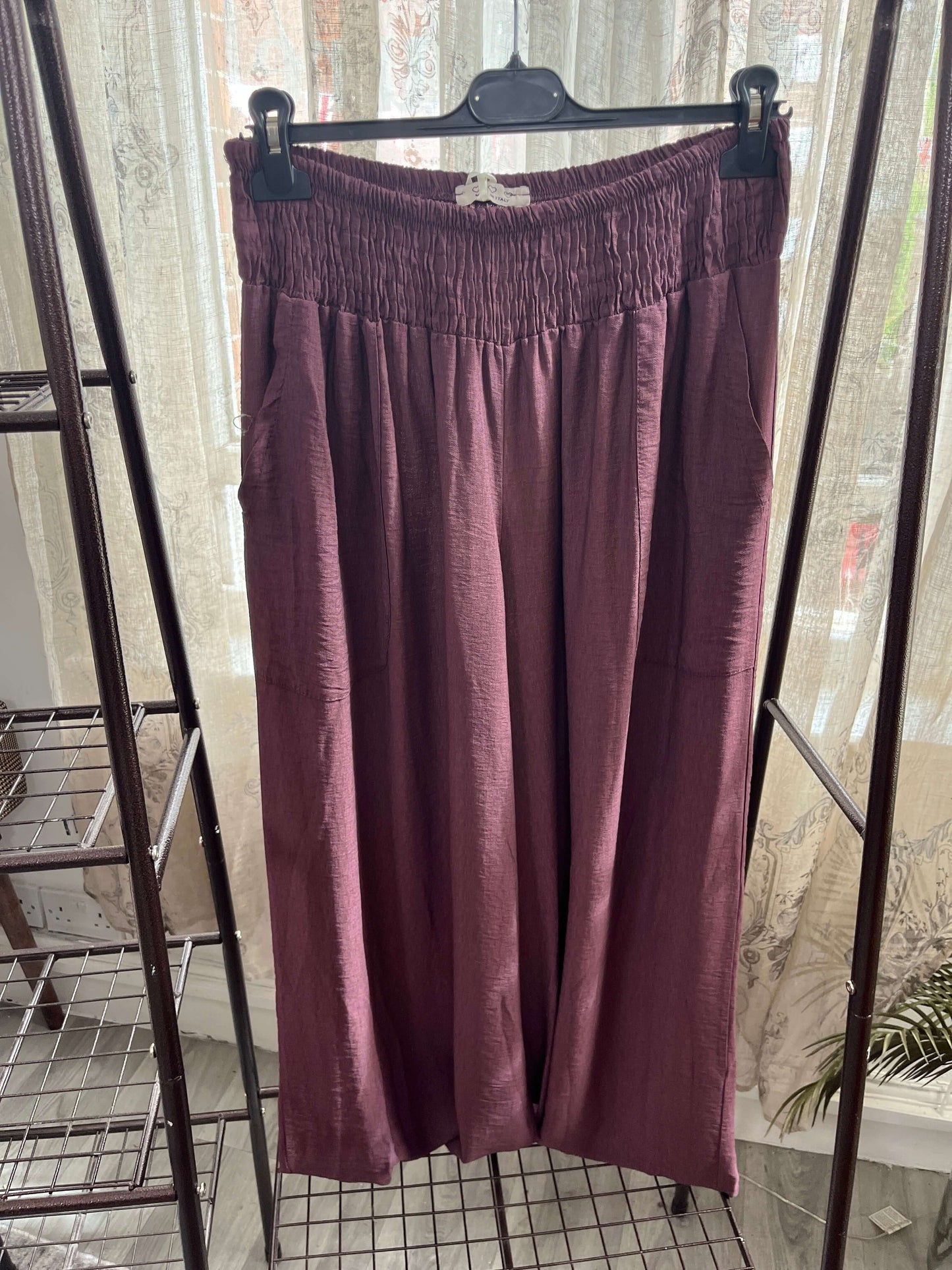 Olive Elasticated Waist Wide Leg Palazzo Trouser
