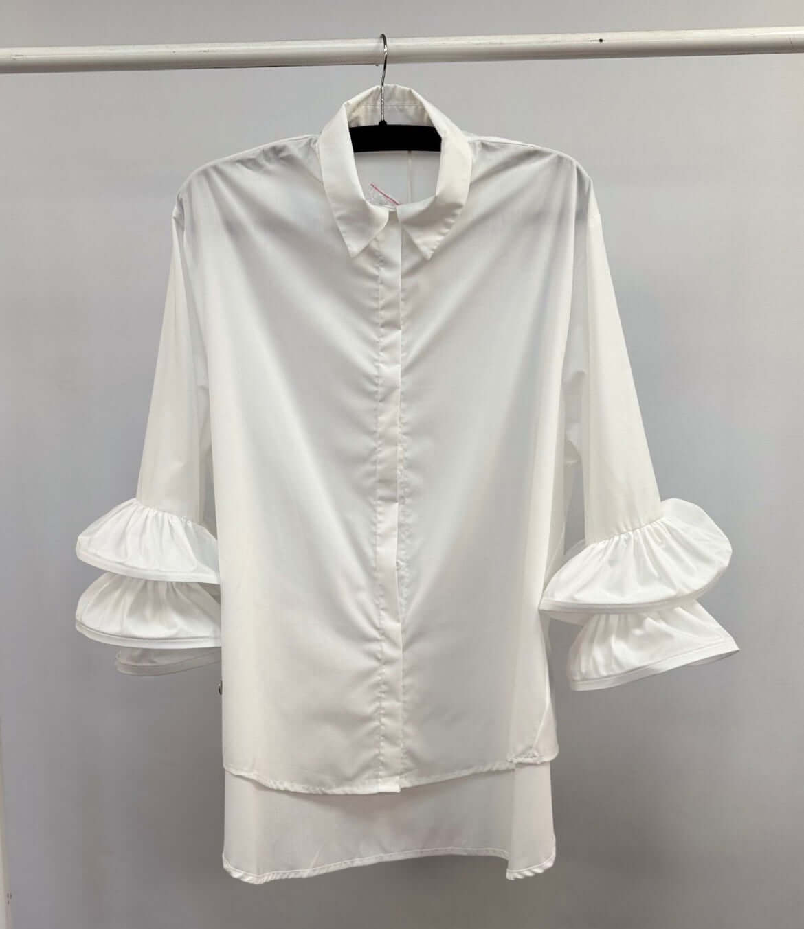 Arabella White Double Frill Sleeve Shirt