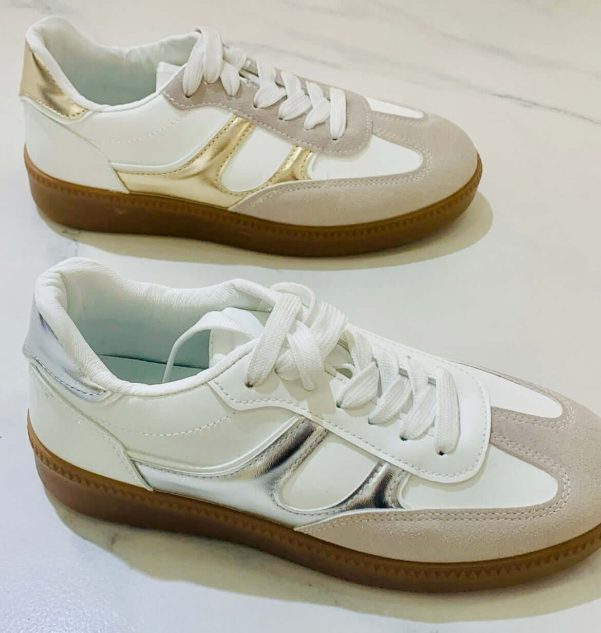 Ladies Casual Retro Metallic Trainers