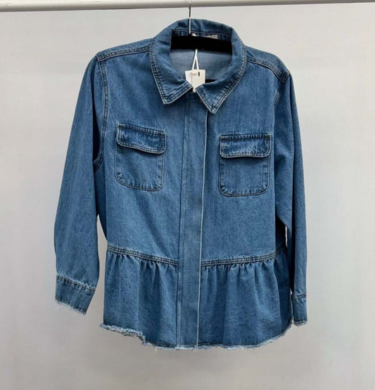 Ladies Frill Detail Denim Jacket