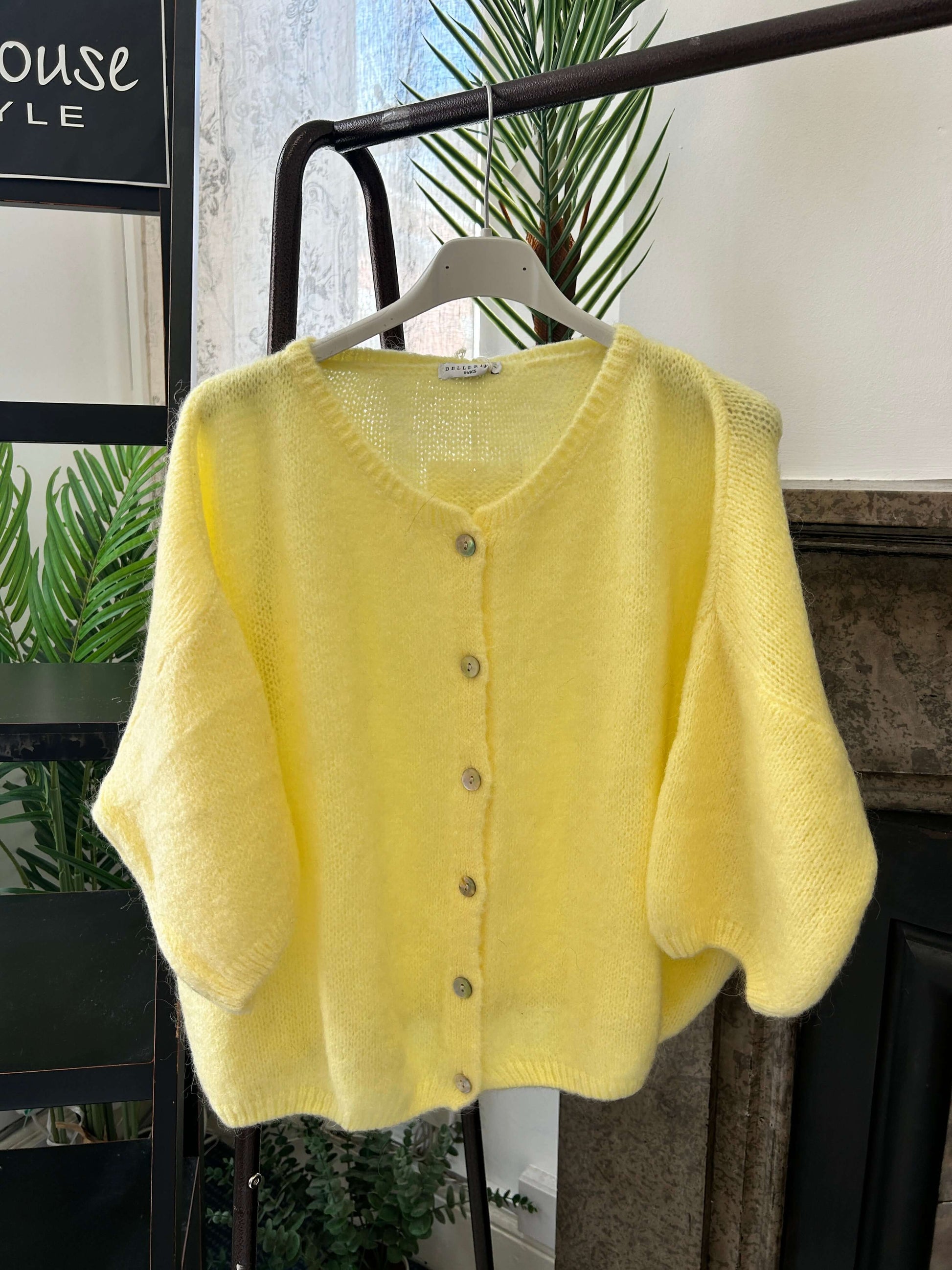 Bubble Sleeve Round Neck Cardigan