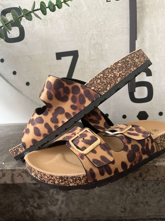 Jaguar Print Twin Buckle Sandal