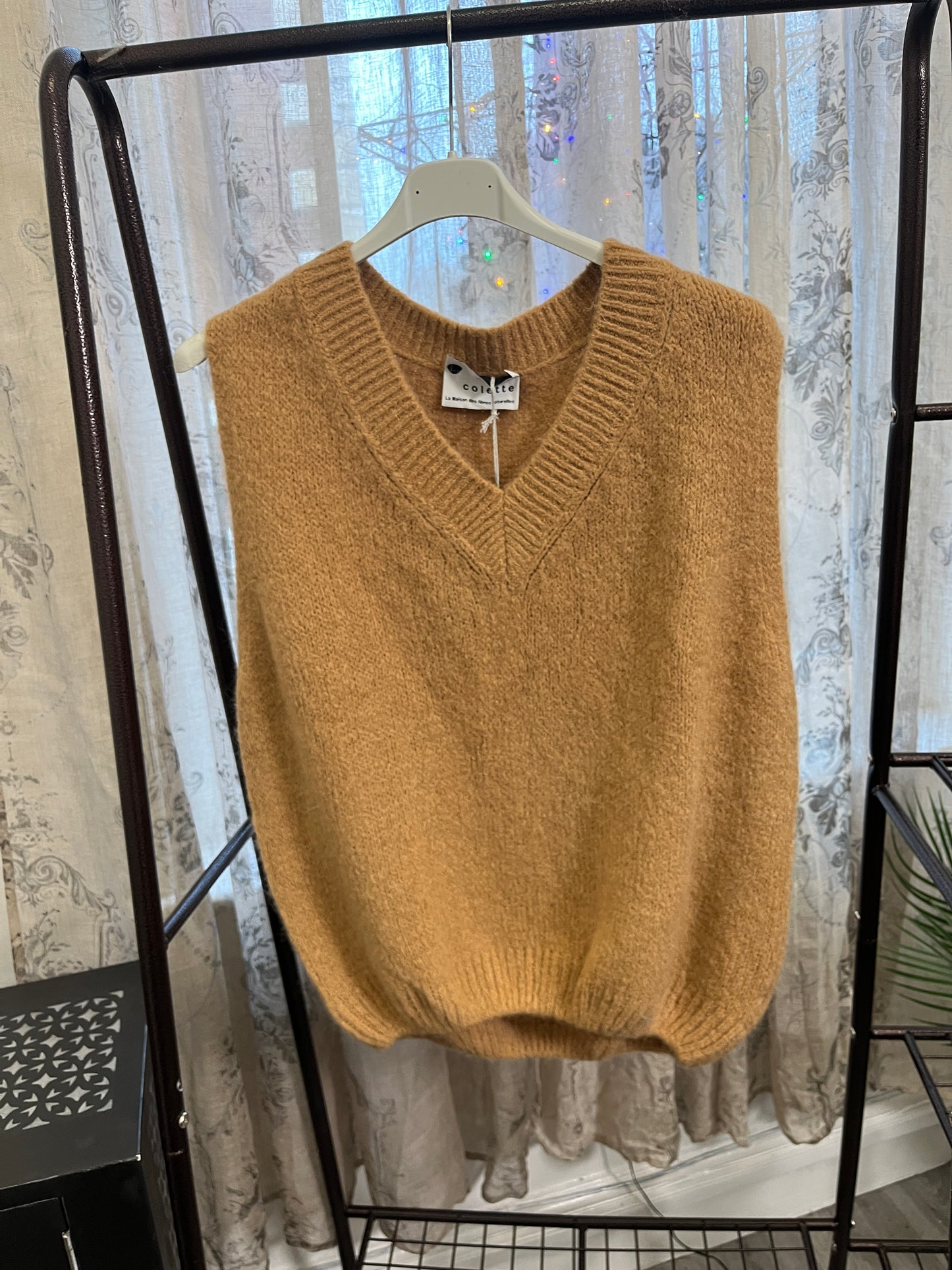 Colette V-Neck Mohair Knit Tank Top