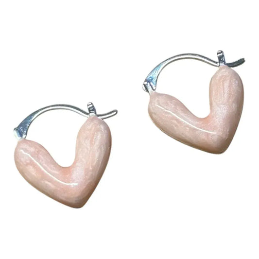 Jess & Lou - Heart Pearlescent Loop Earring Pink