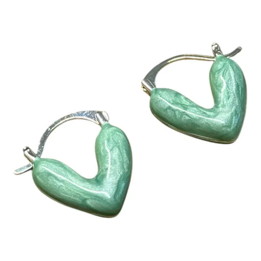 Jess & Lou - Heart Pearlescent Loop Earring Aqua