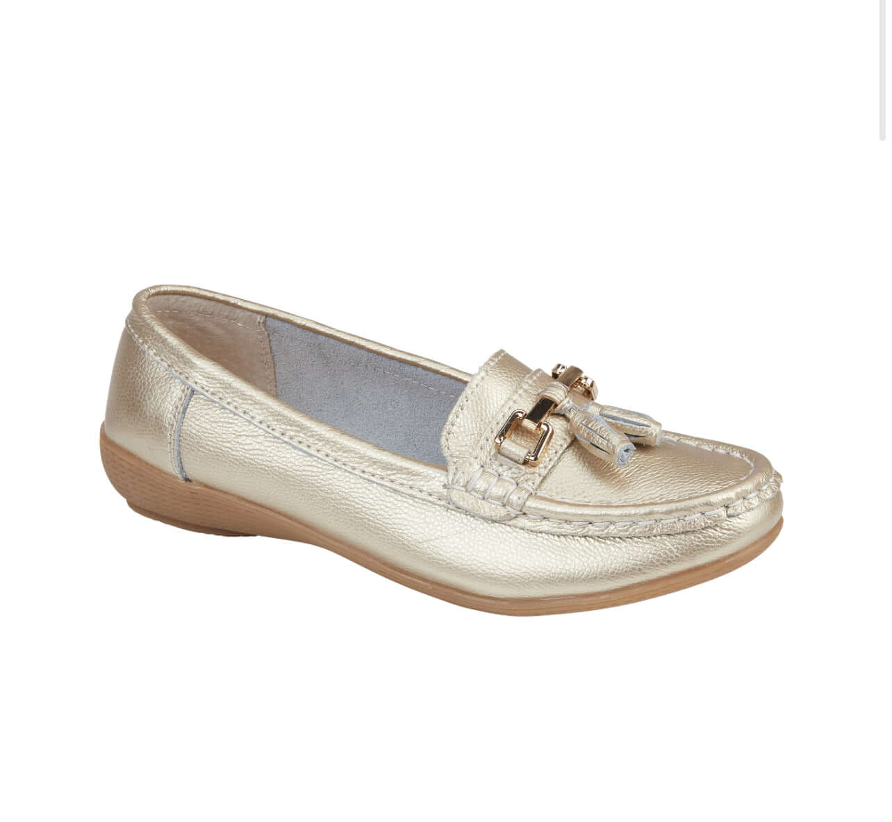 Nautical Real Leather Loafer - Gold