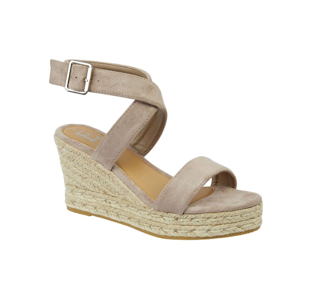 Cipriani Ladies Crossover Ankle Wedge Sandal - Sand