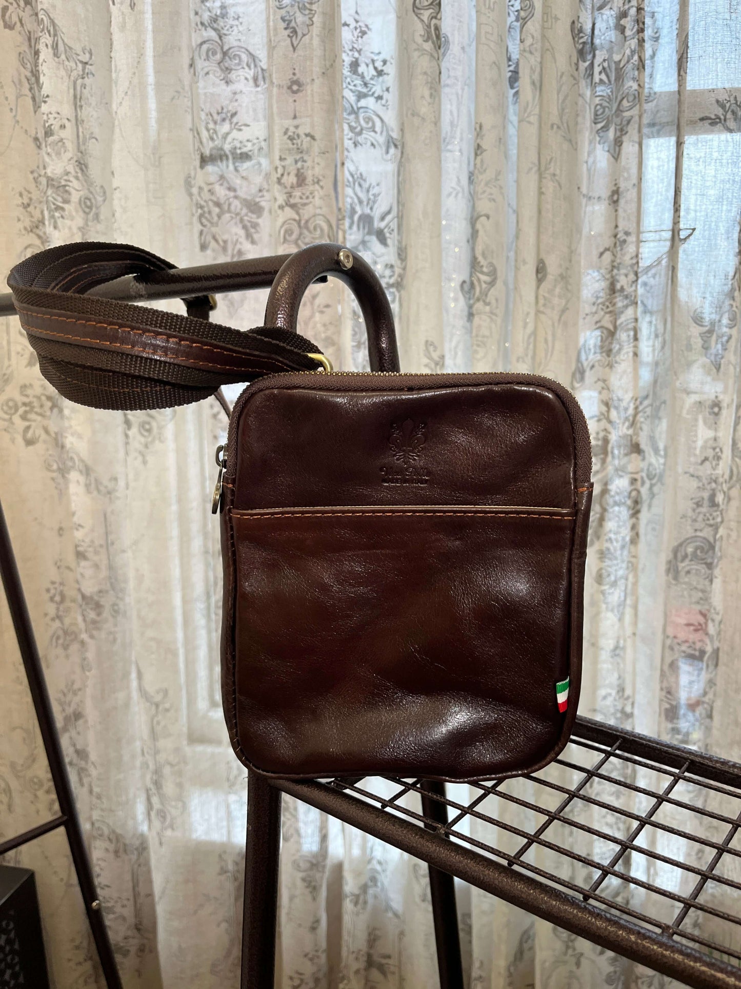 Tamponato Leather Slim Square Unisex Crossbody Bag