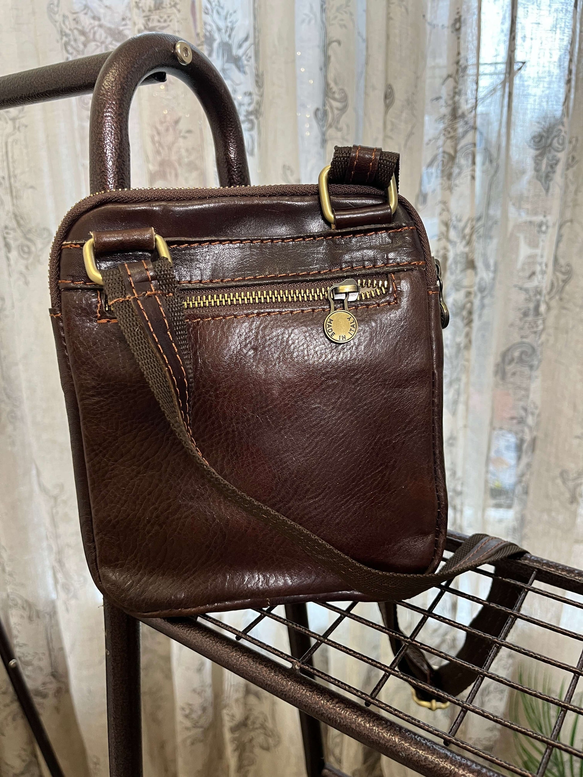 Tamponato Leather Slim Square Unisex Crossbody Bag