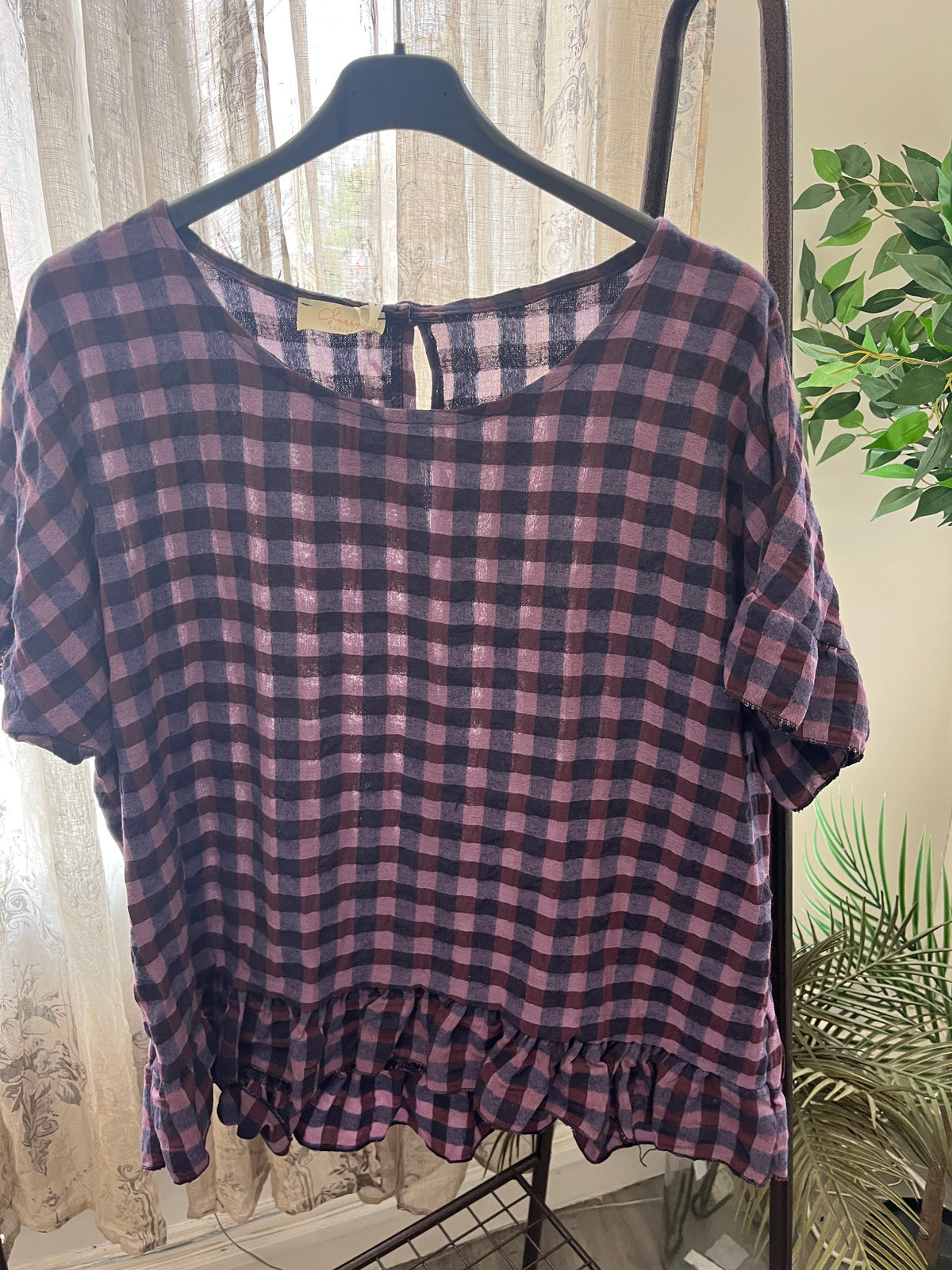 Nia Frill Detail Gingham Top