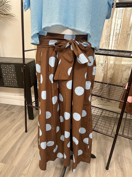 Cotton Polka Dot A-Line Mid-axi Skirt