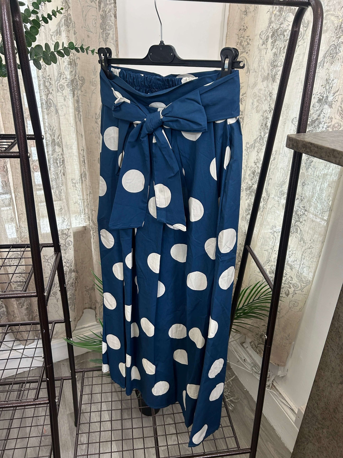 Cotton Polka Dot A-Line Mid-axi Skirt
