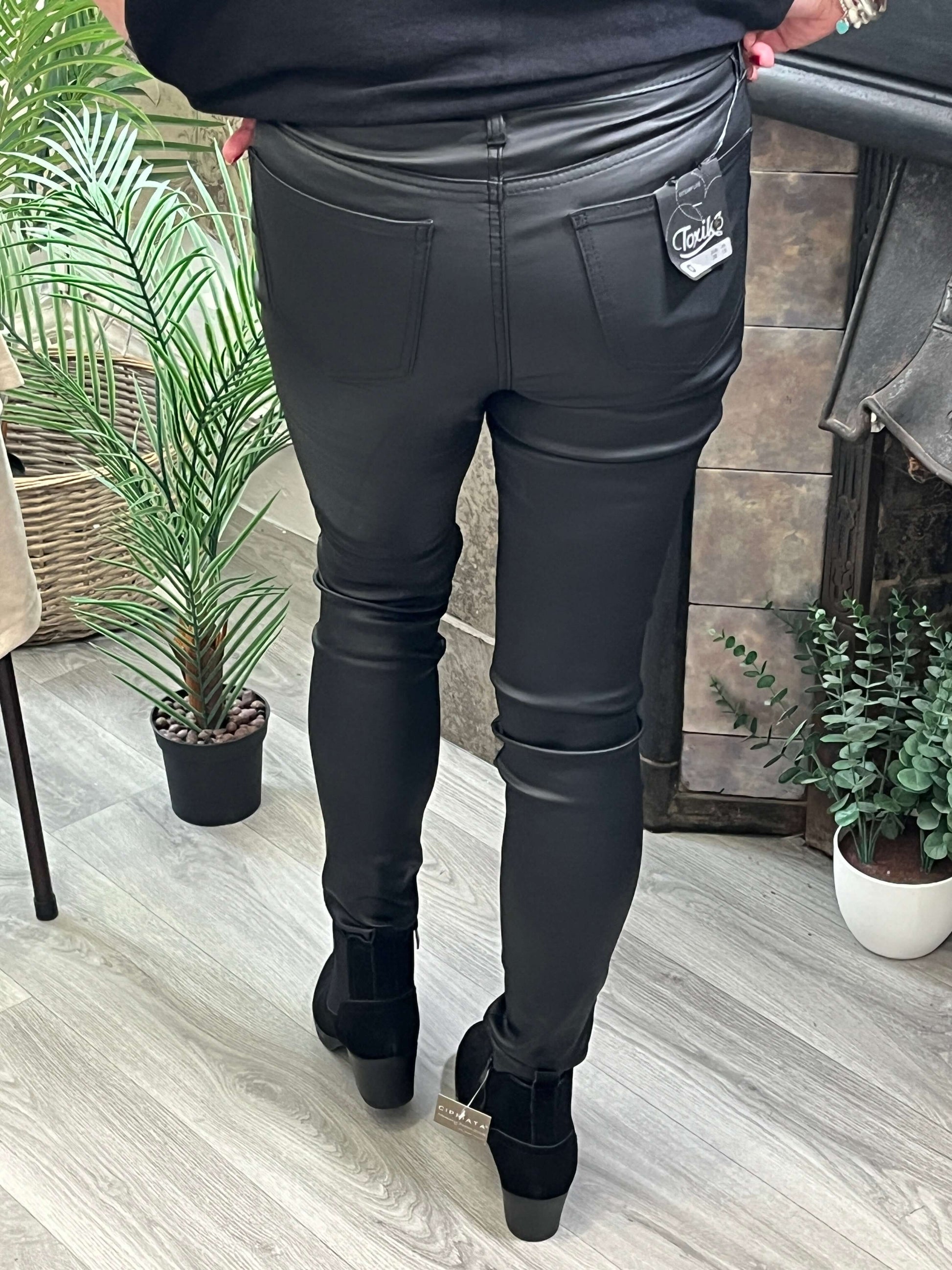 Toxik - Stretchy Leather Look Jeans