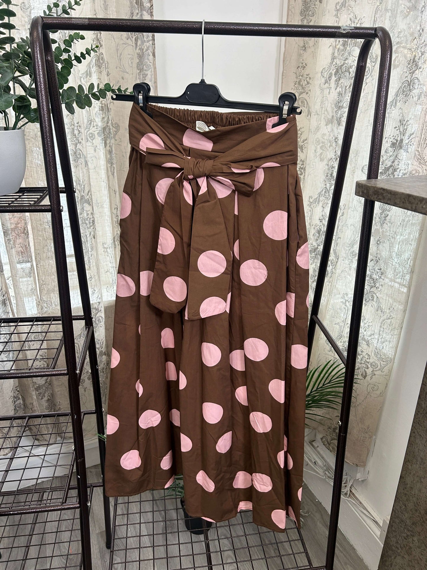 Cotton Polka Dot A-Line Mid-axi Skirt