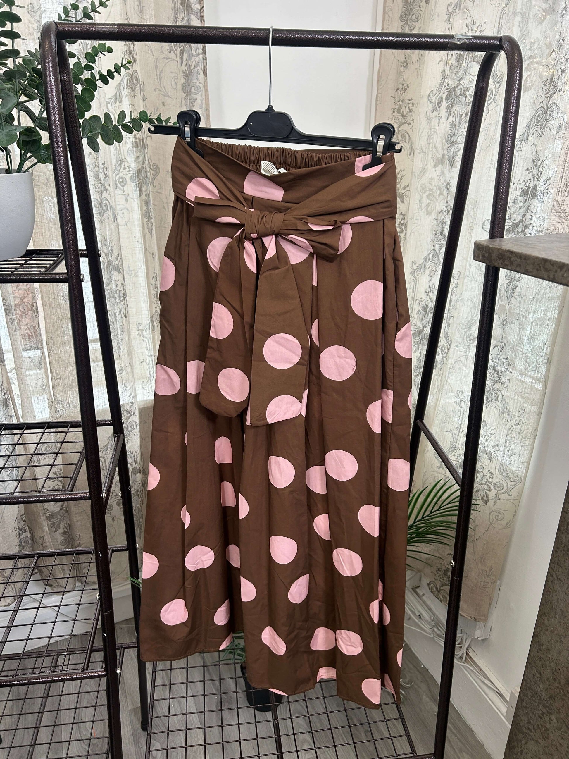 Cotton Polka Dot A-Line Mid-axi Skirt