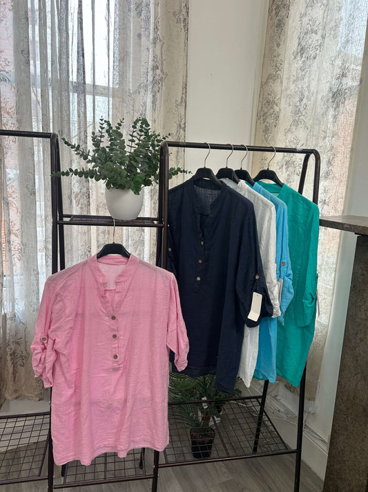 Casual 3 Button Blouse - Plain