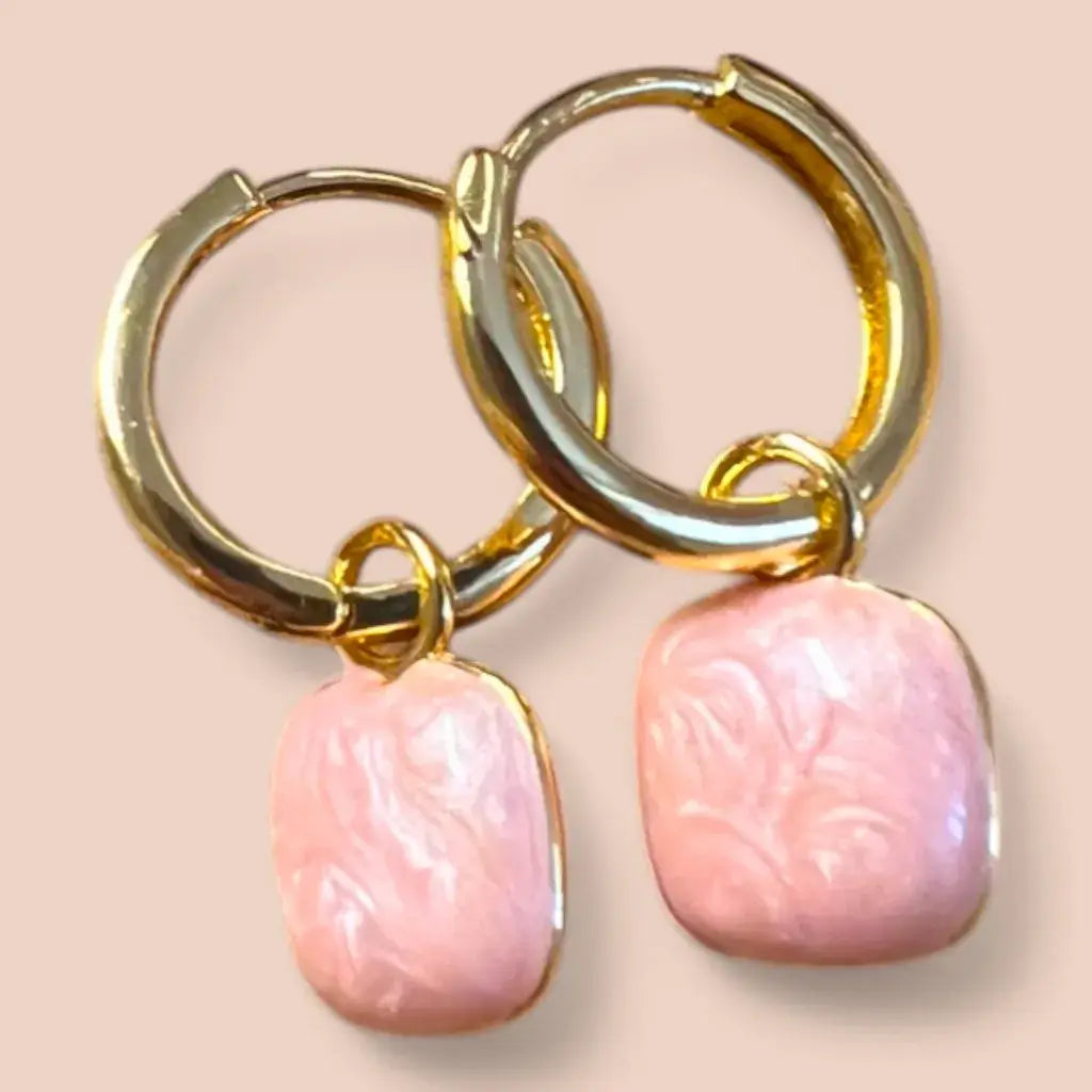 Jess & Lou - Pink Stone on Hoop Earrings