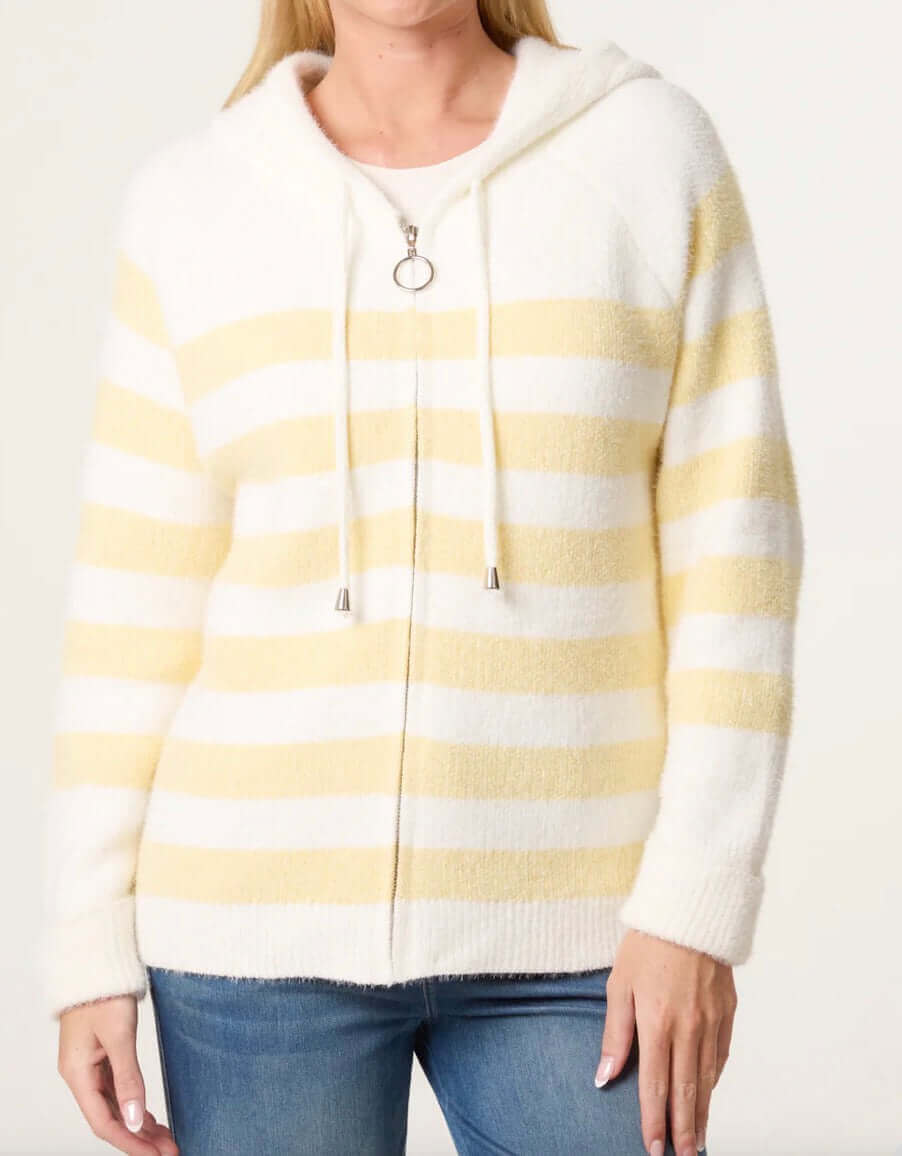Cosy Zip Striped Hoodie