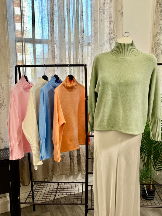 Tamara High Neck Ribbed Boxy Jumper