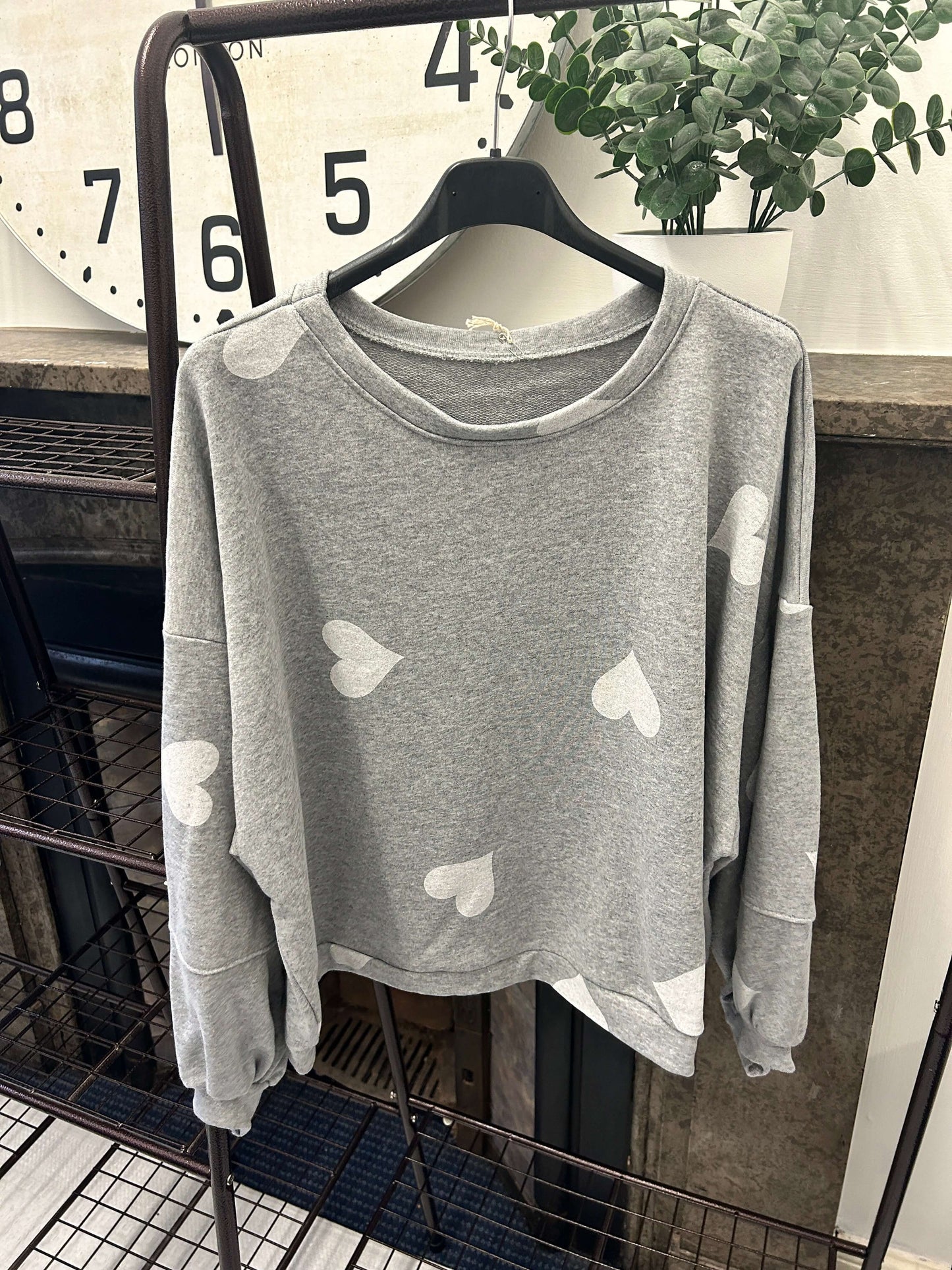 Heart Puff Sleeve Sweatshirt