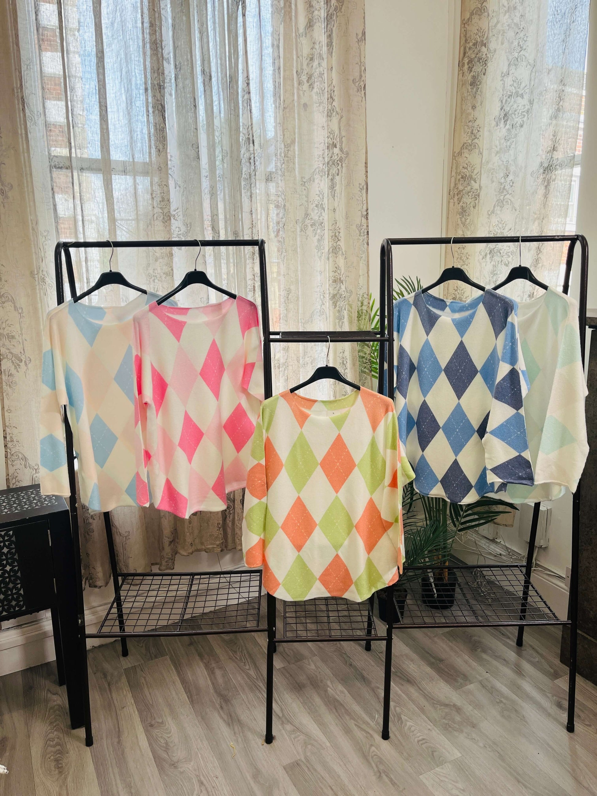 Pastel Argyle Super Soft Knit Jumper