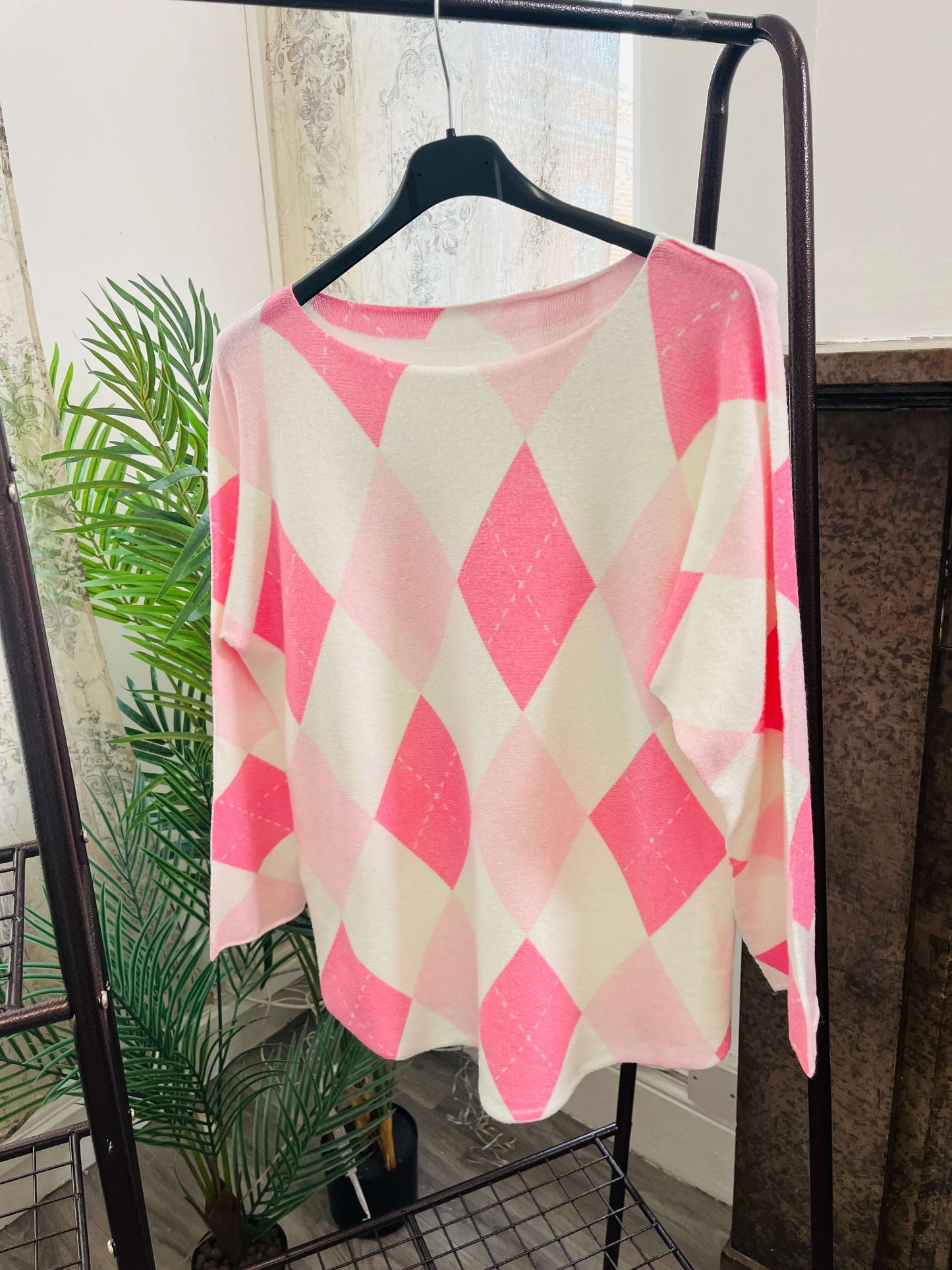 Pastel Argyle Super Soft Knit Jumper