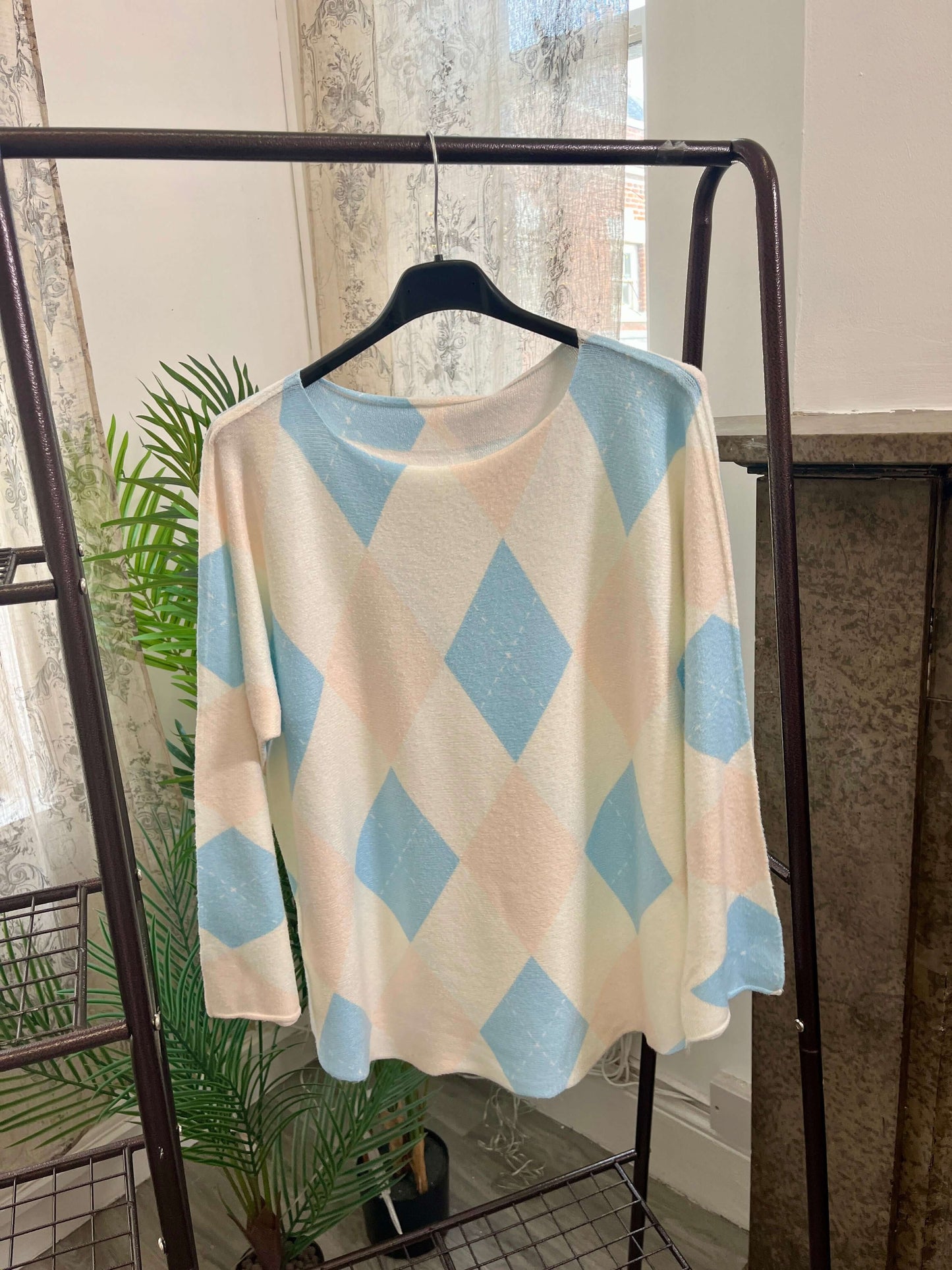 Pastel Argyle Super Soft Knit Jumper