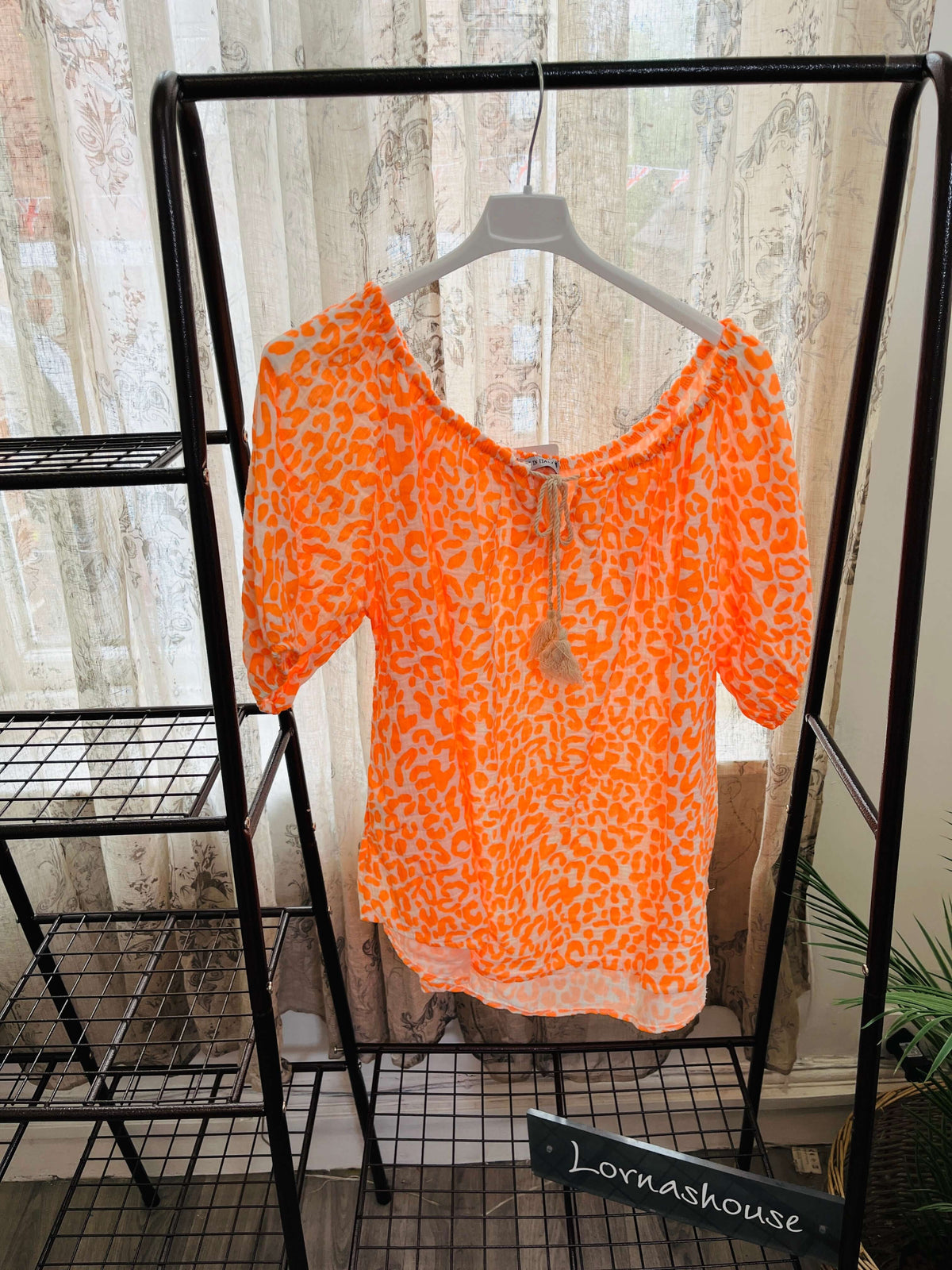 Camille Cheesecloth Leopard Bardot Top