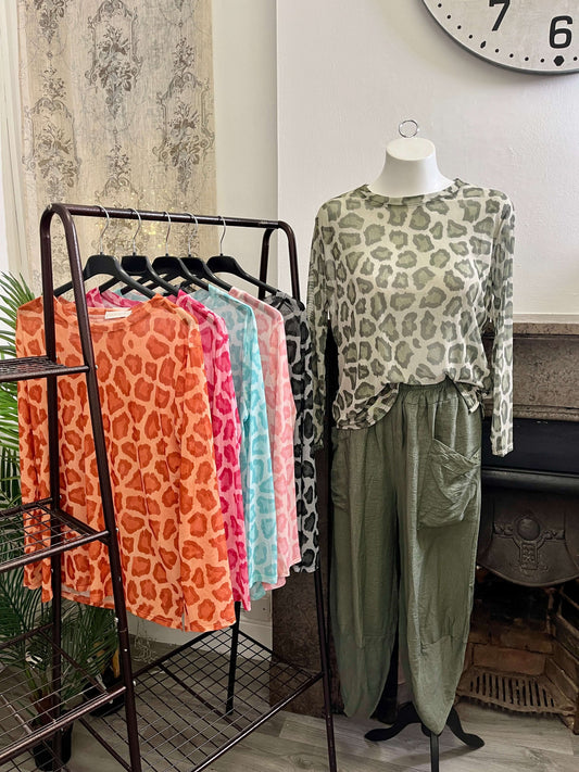 Orla Mesh Layering Top in Leopard