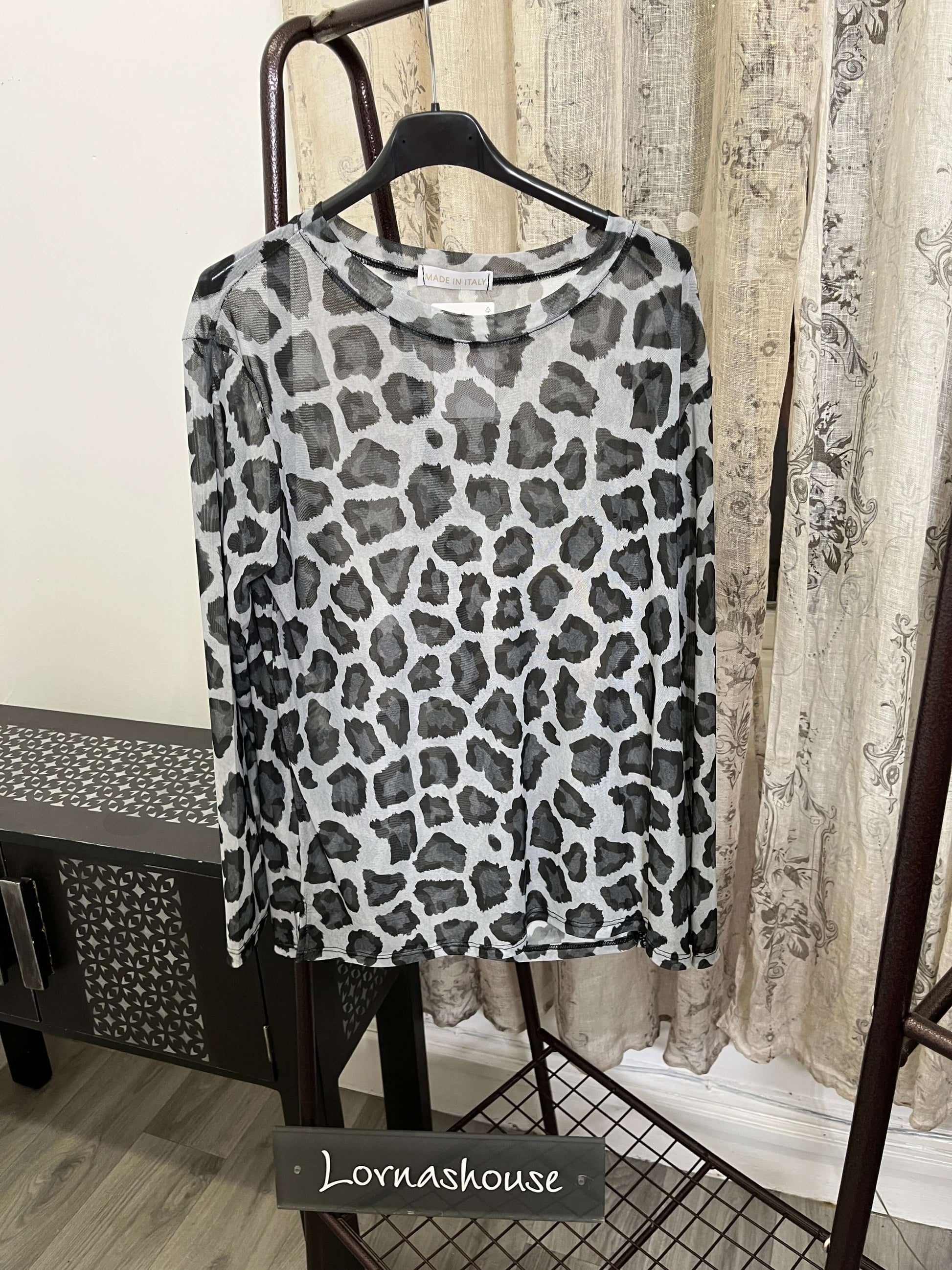 Orla Mesh Layering Top in Leopard