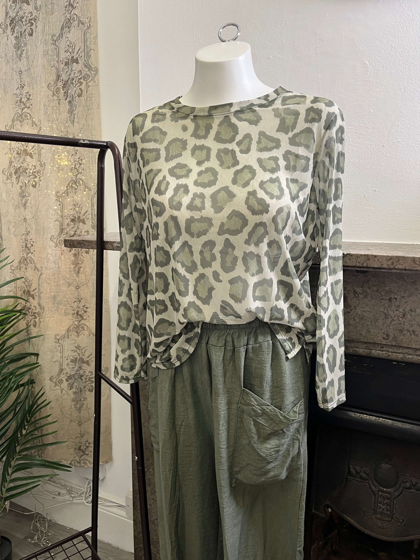 Orla Mesh Layering Top in Leopard