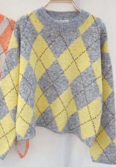 Ladies Argyle Boxy Jumper