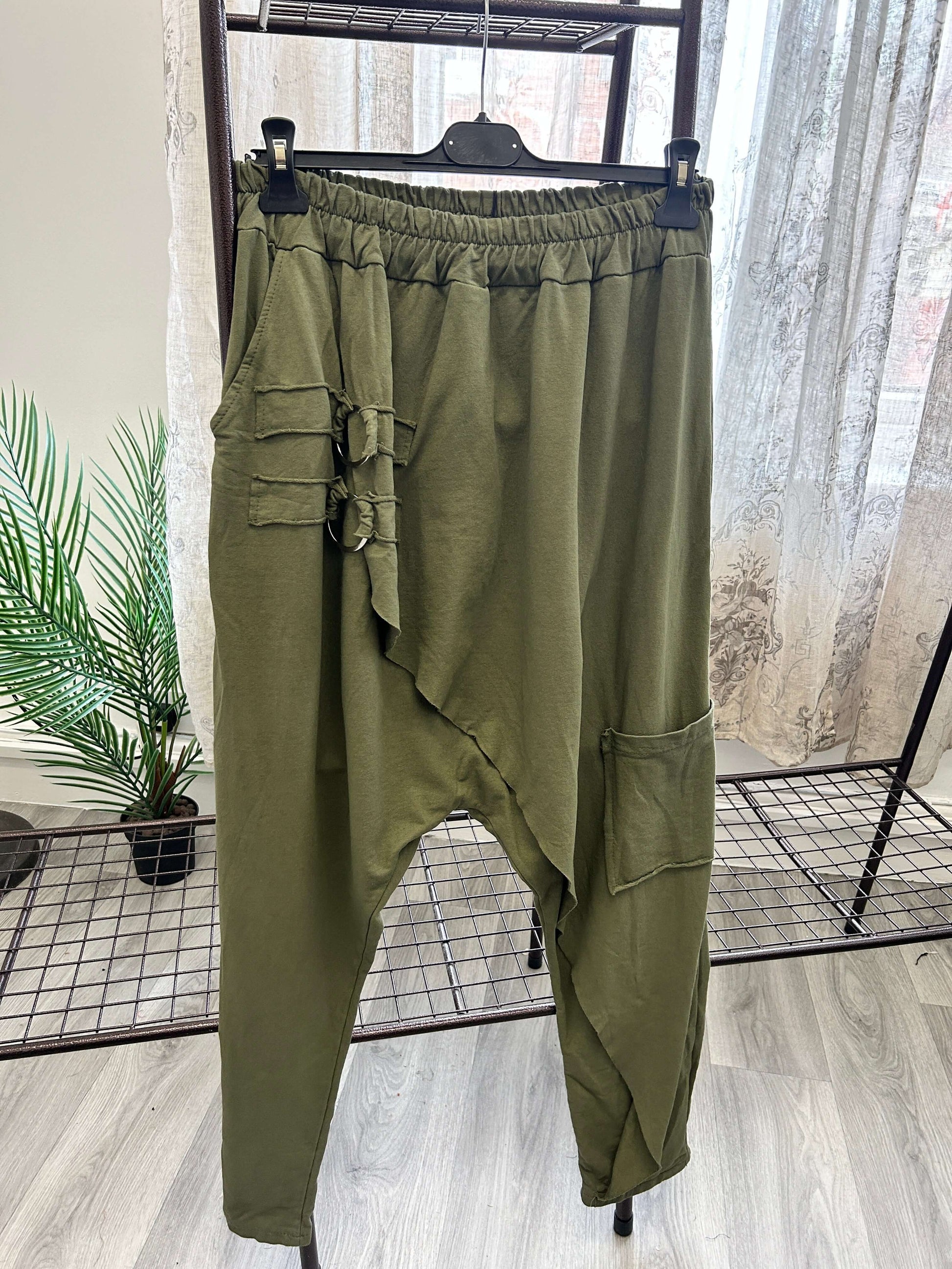 Funky Lagenlook Dropped Crotch Jersey Trousers