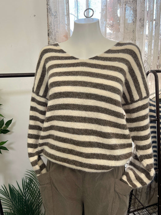 Wendy V Neck Stripe Jumper