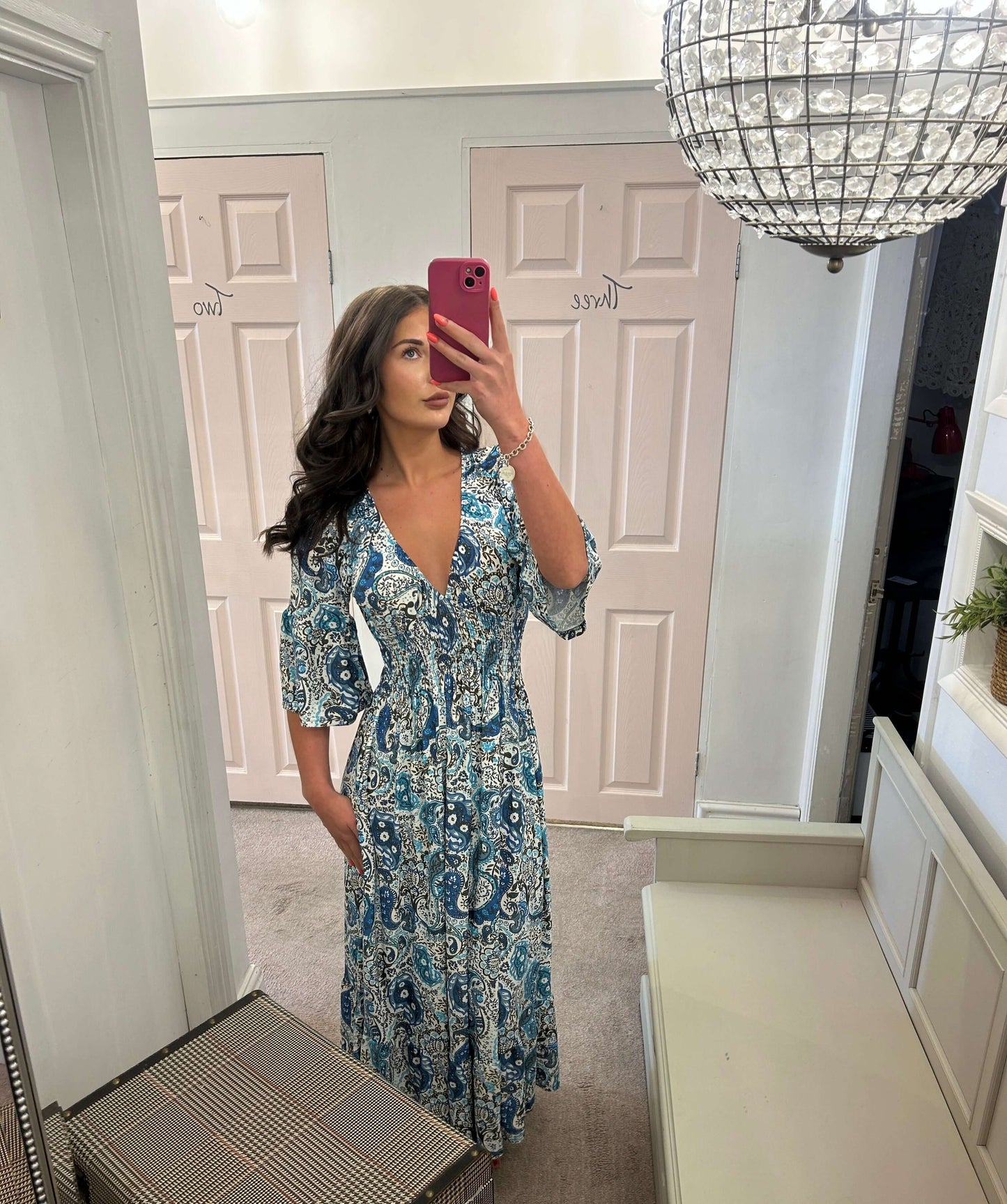 Paisley Stretch Empire Bust Maxi Dress