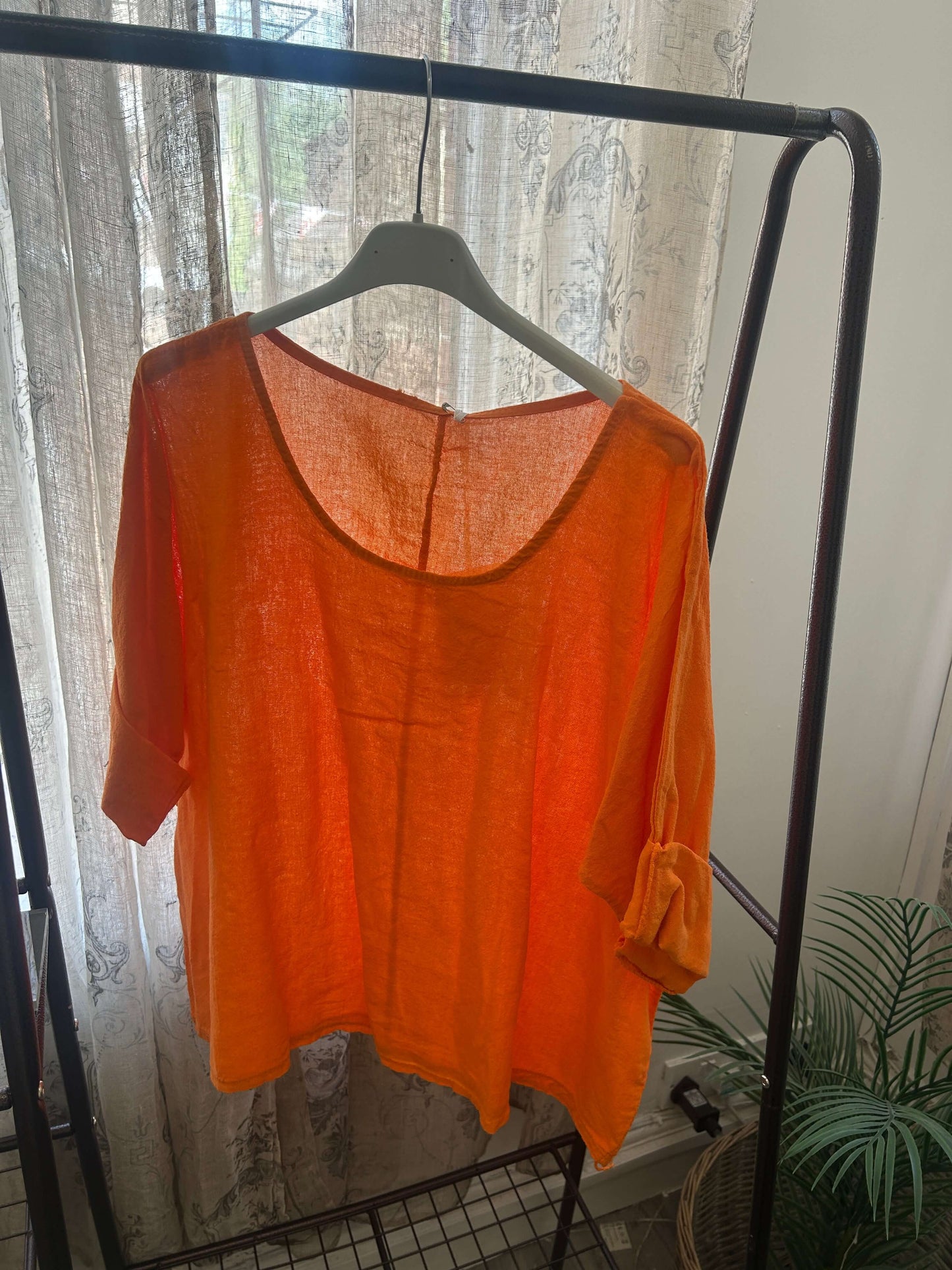 Casual Round Neck Linen Top