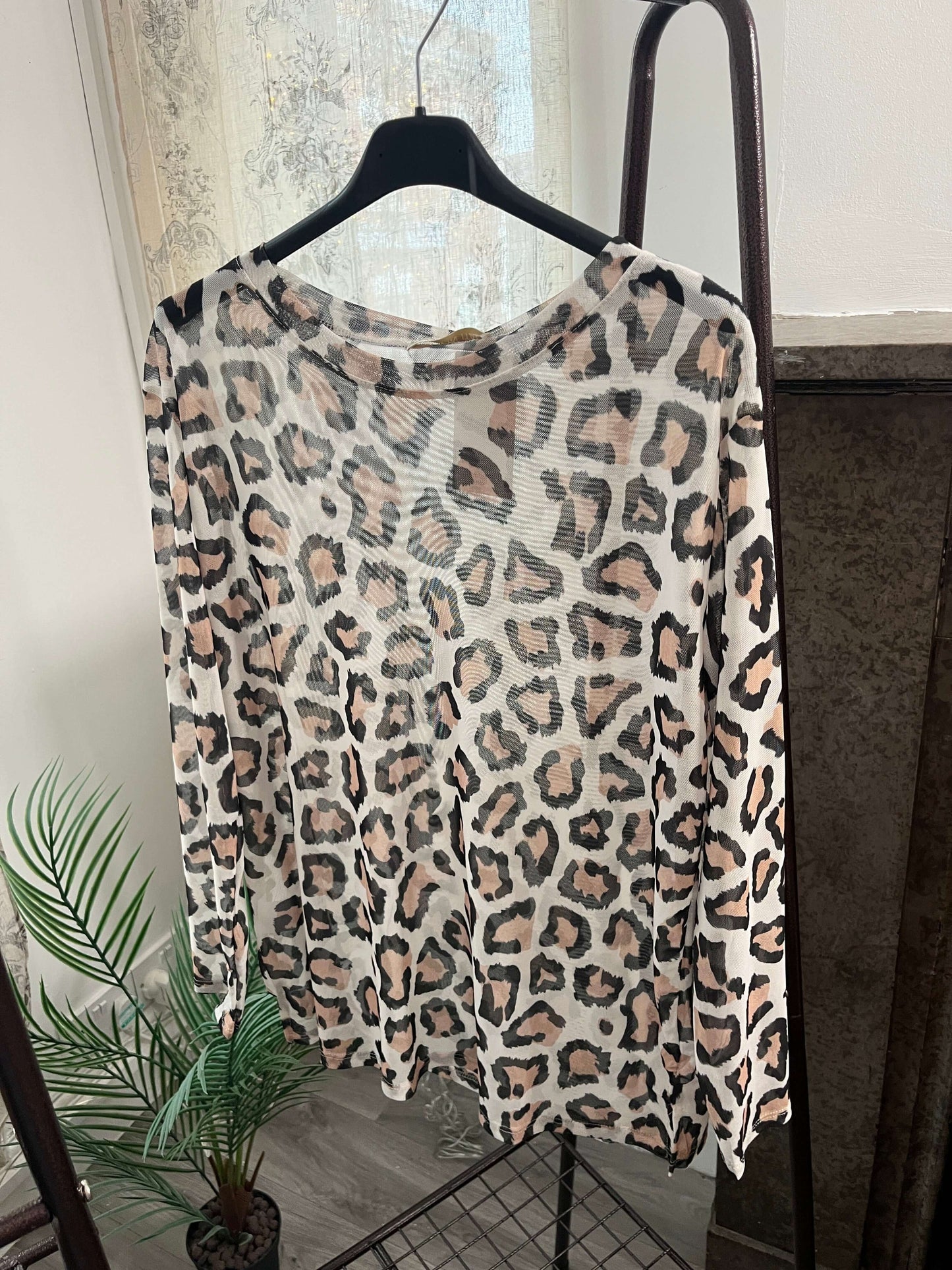 Orla Mesh Layering Top in Leopard