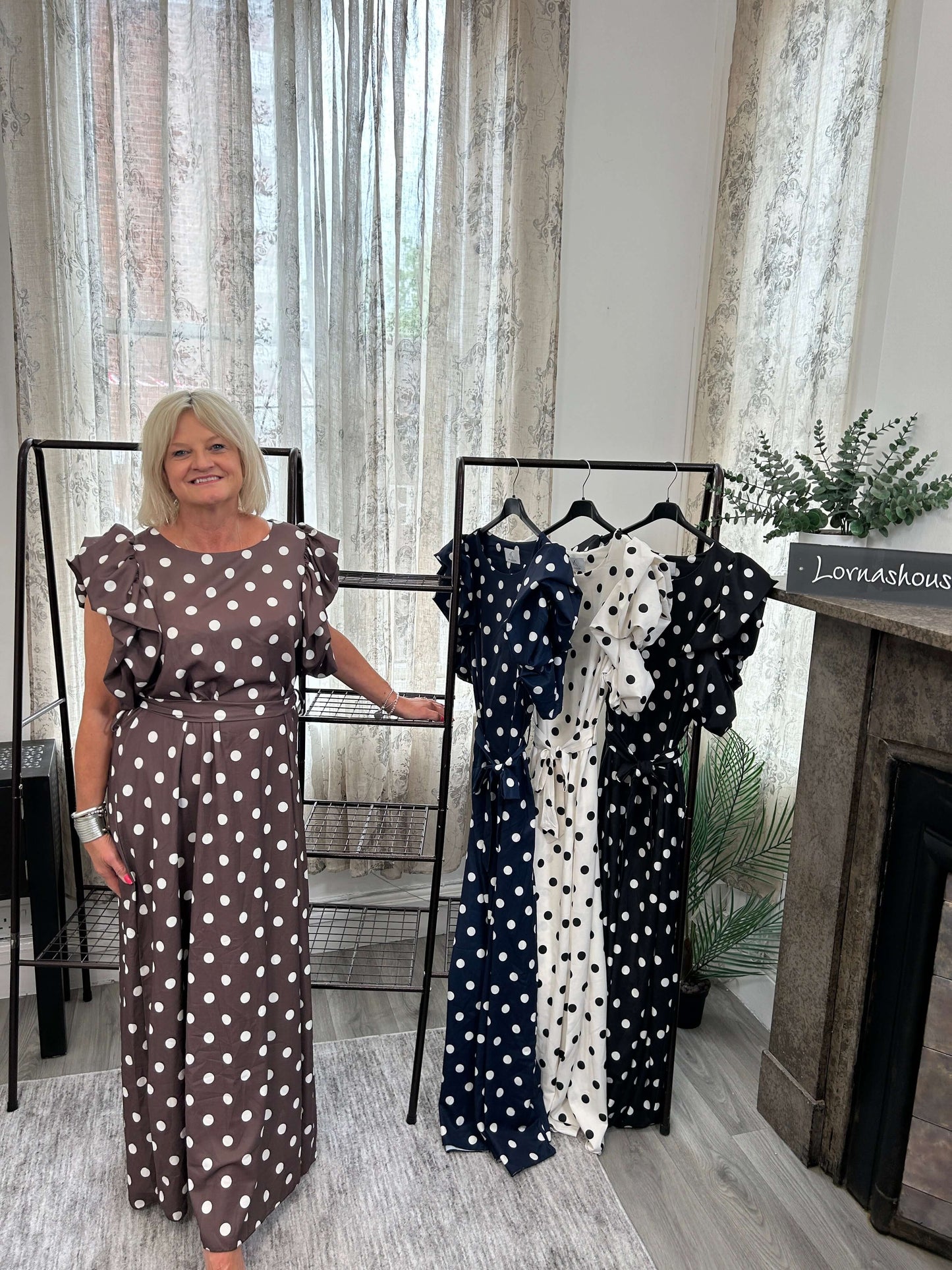 Polka Dot Frill Sleeve Maxi Dress