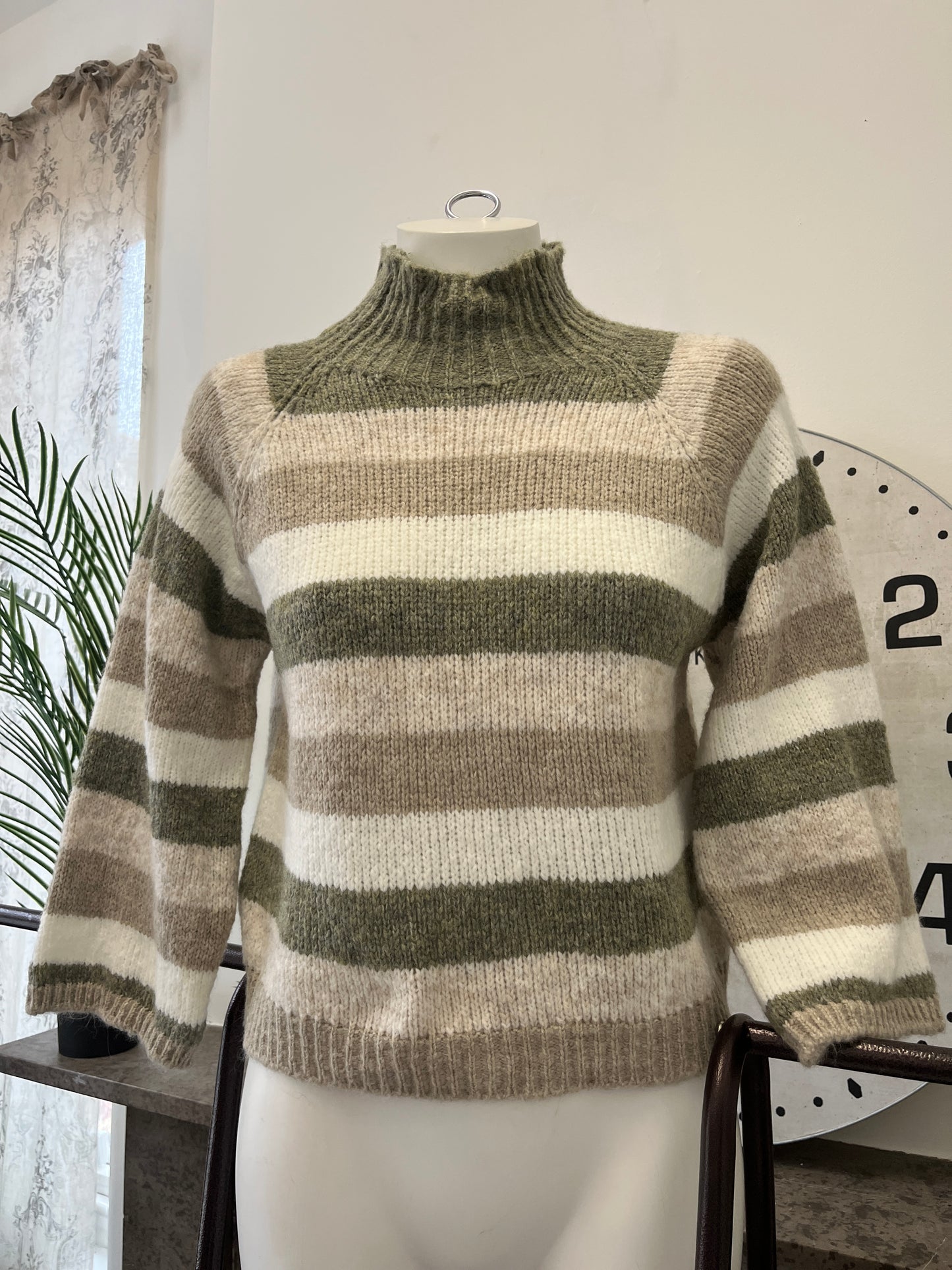 Multi Stripe High Neck Jumper