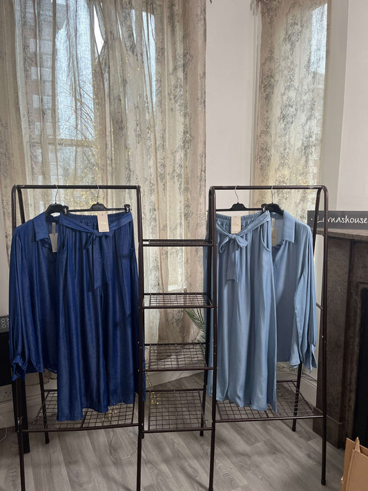 Chambray Shirt & Palazzo Trouser Set