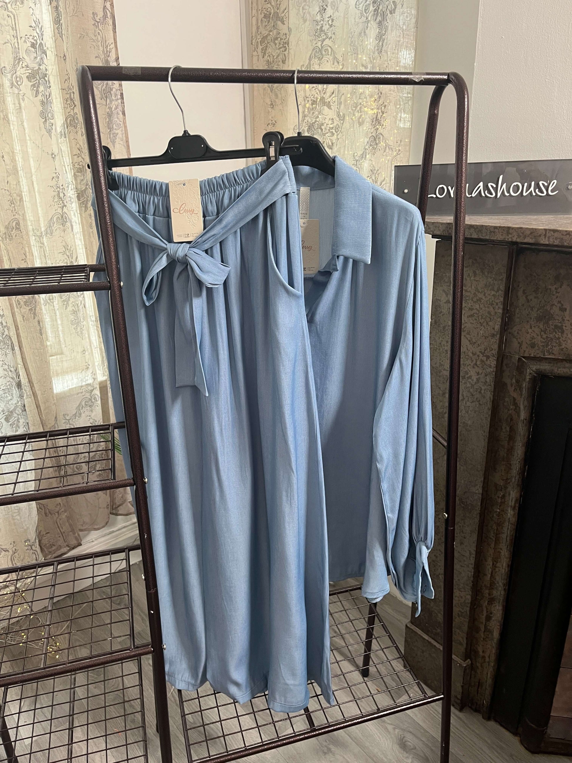 Chambray Shirt & Palazzo Trouser Set