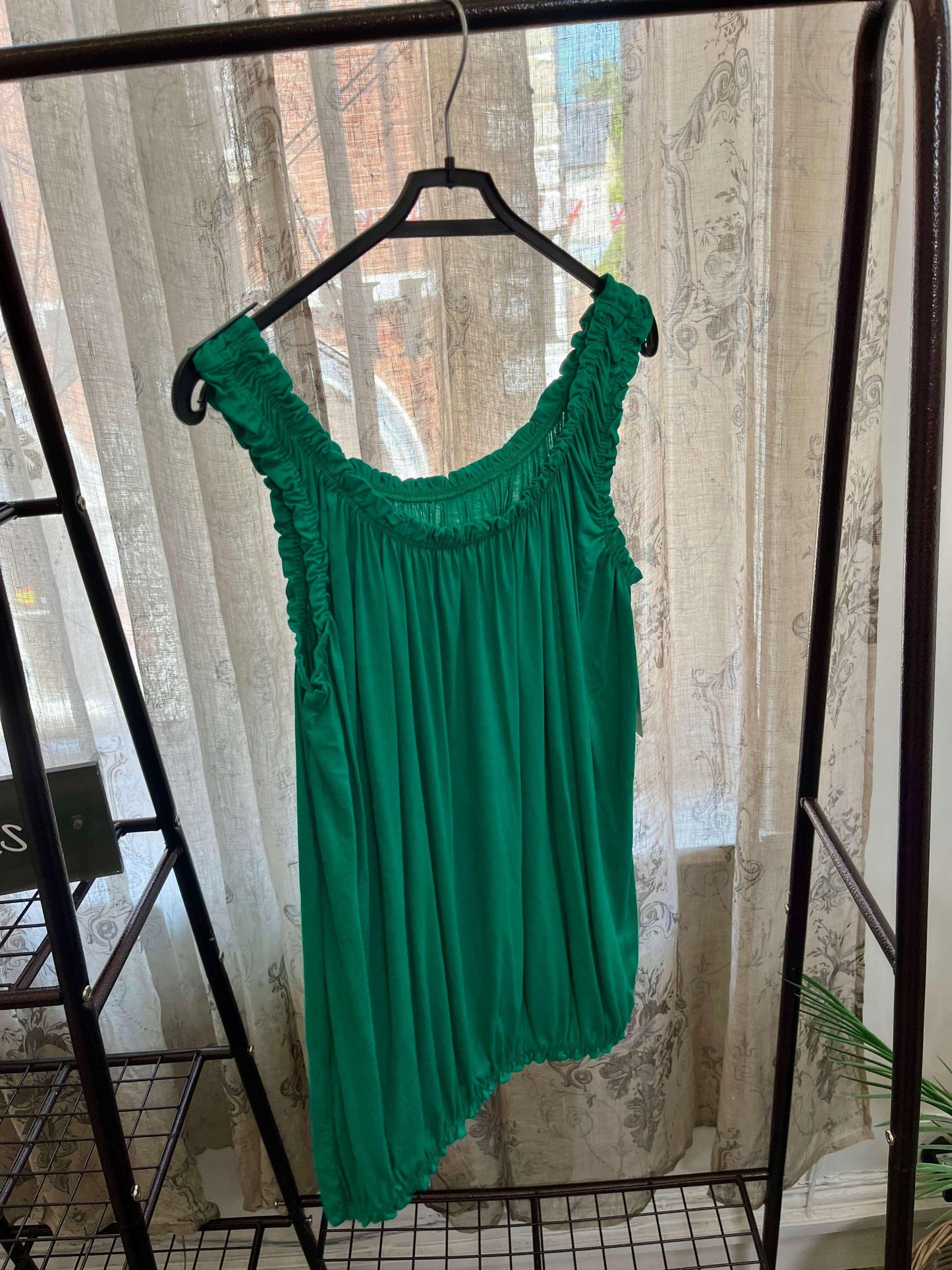 Womens bubble hem Ruffle Vest Top