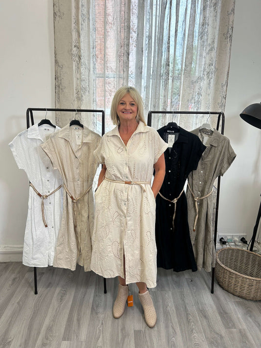 Paisley Broderie Anglaise Midi Shirt Dress