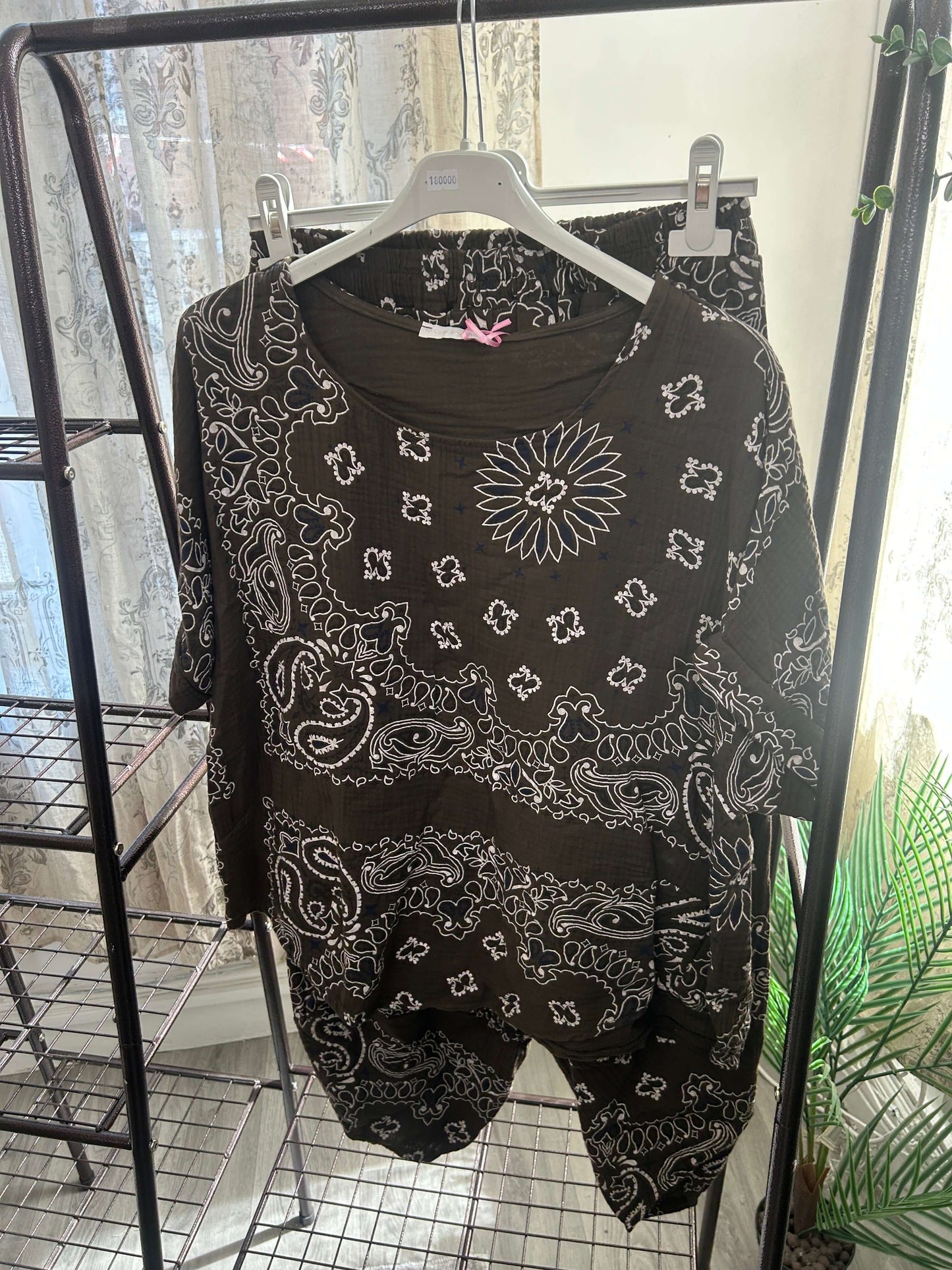 Cheesecloth Bandana Print Trousers and Top Set