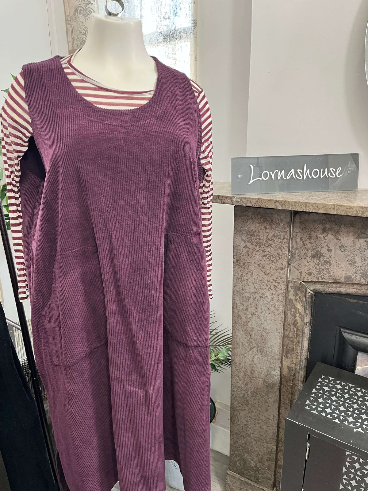 Jumbo Cord Pinafore Dress