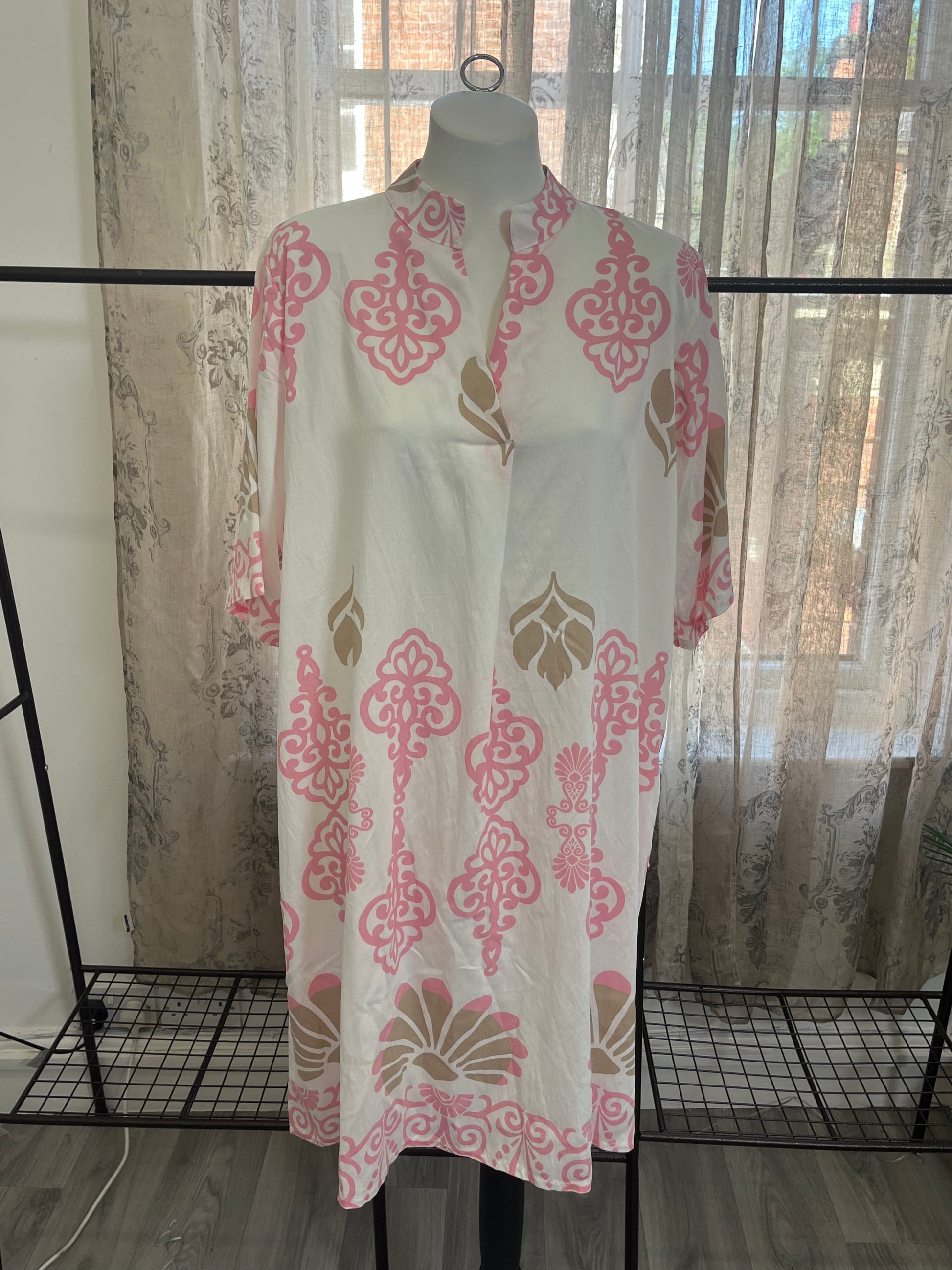 Grecian Grandad Collar Tunic Dress