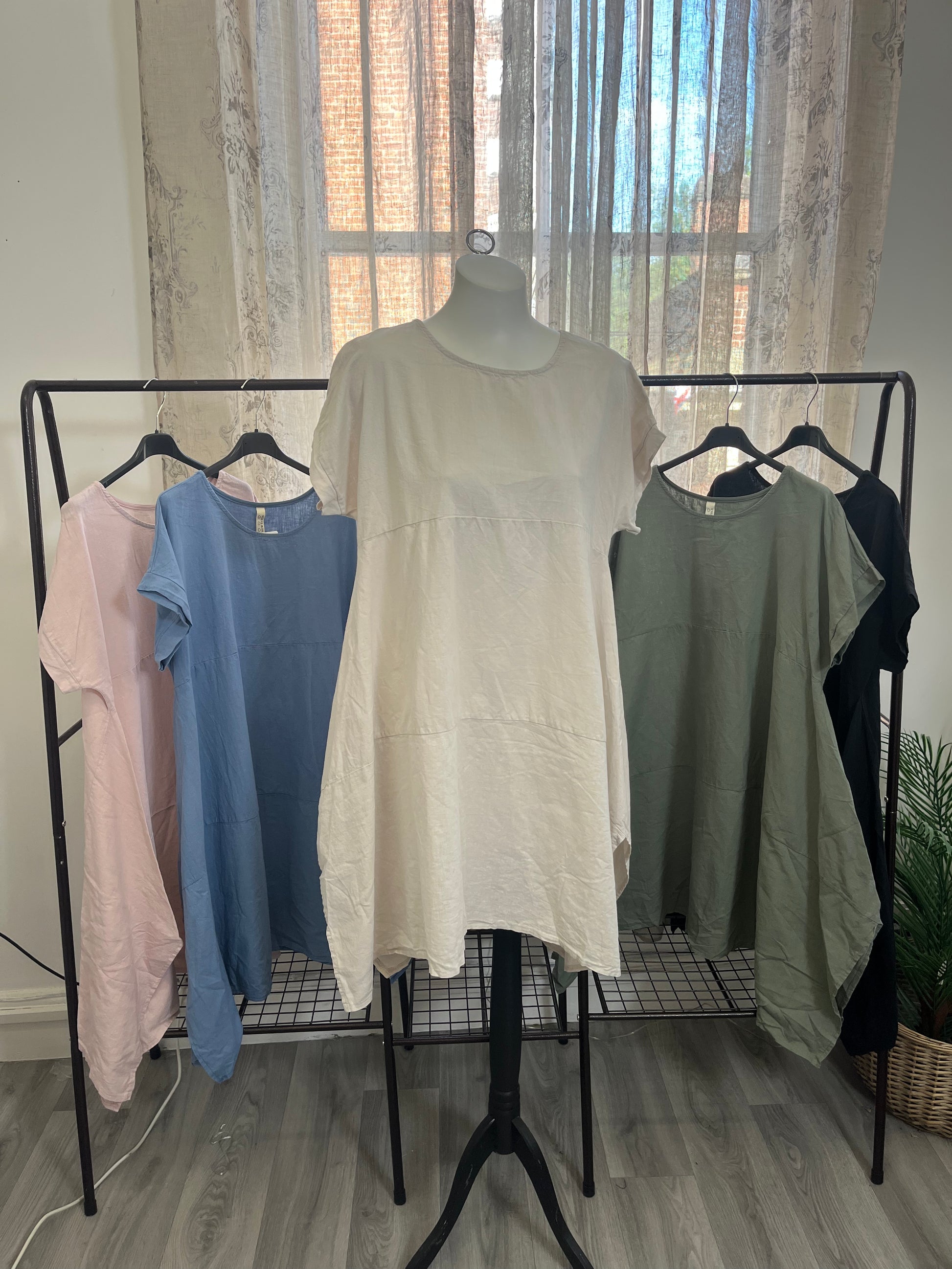 Linen Lagenlook Swing Tunic Dress