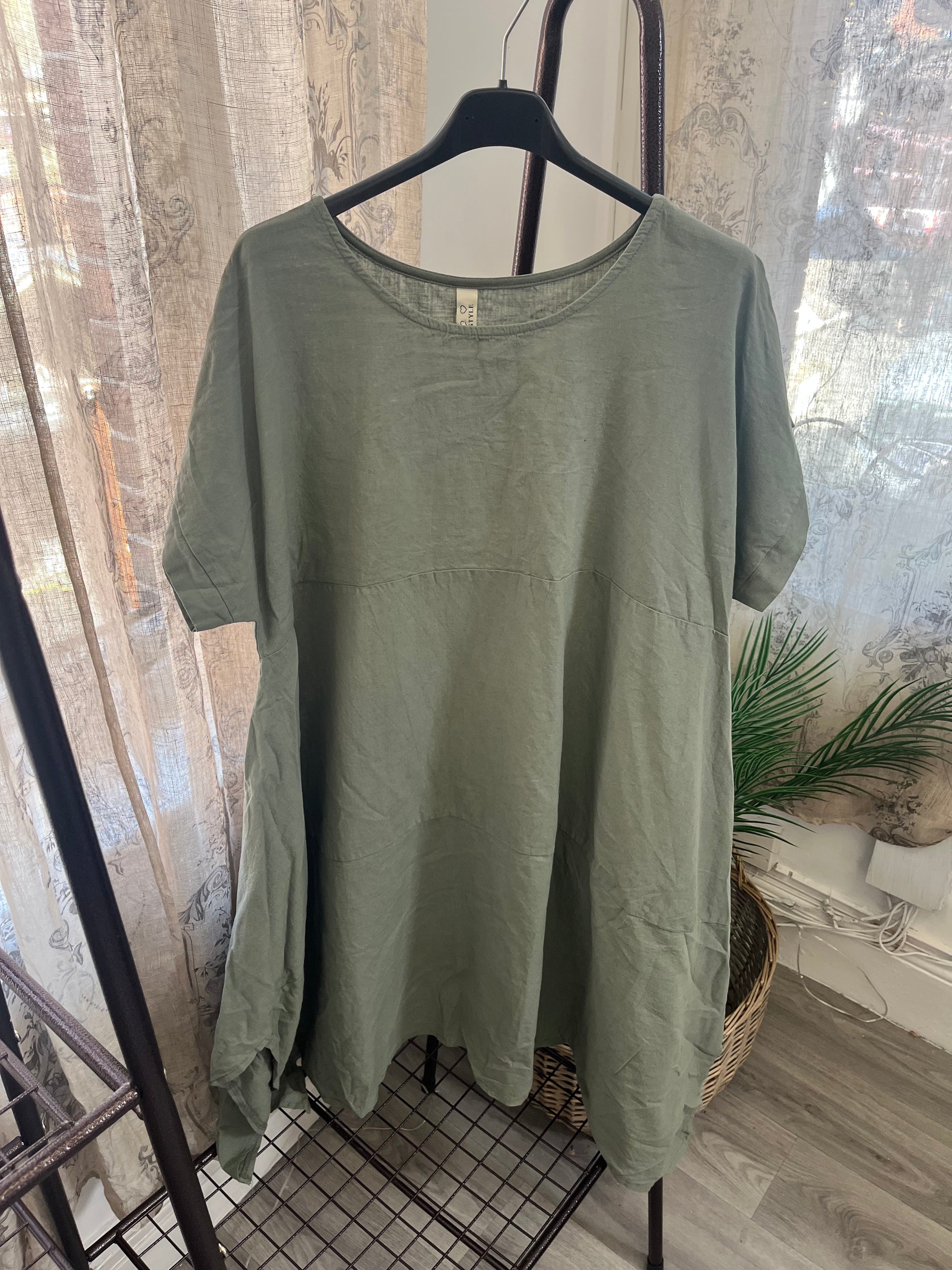 Linen Lagenlook Swing Tunic Dress